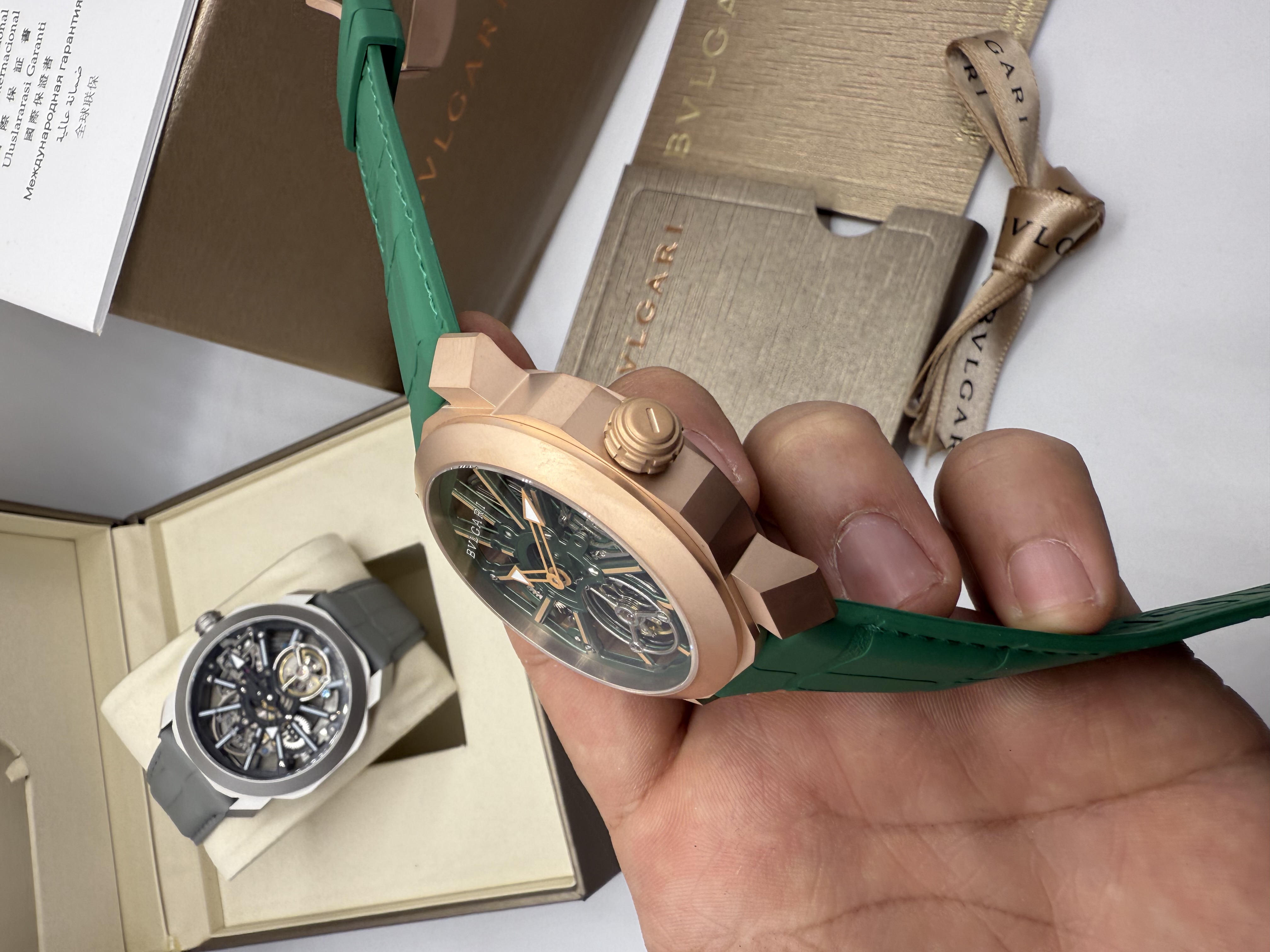 Bvlgari Octo Roma Skeleton Rosê e Verde