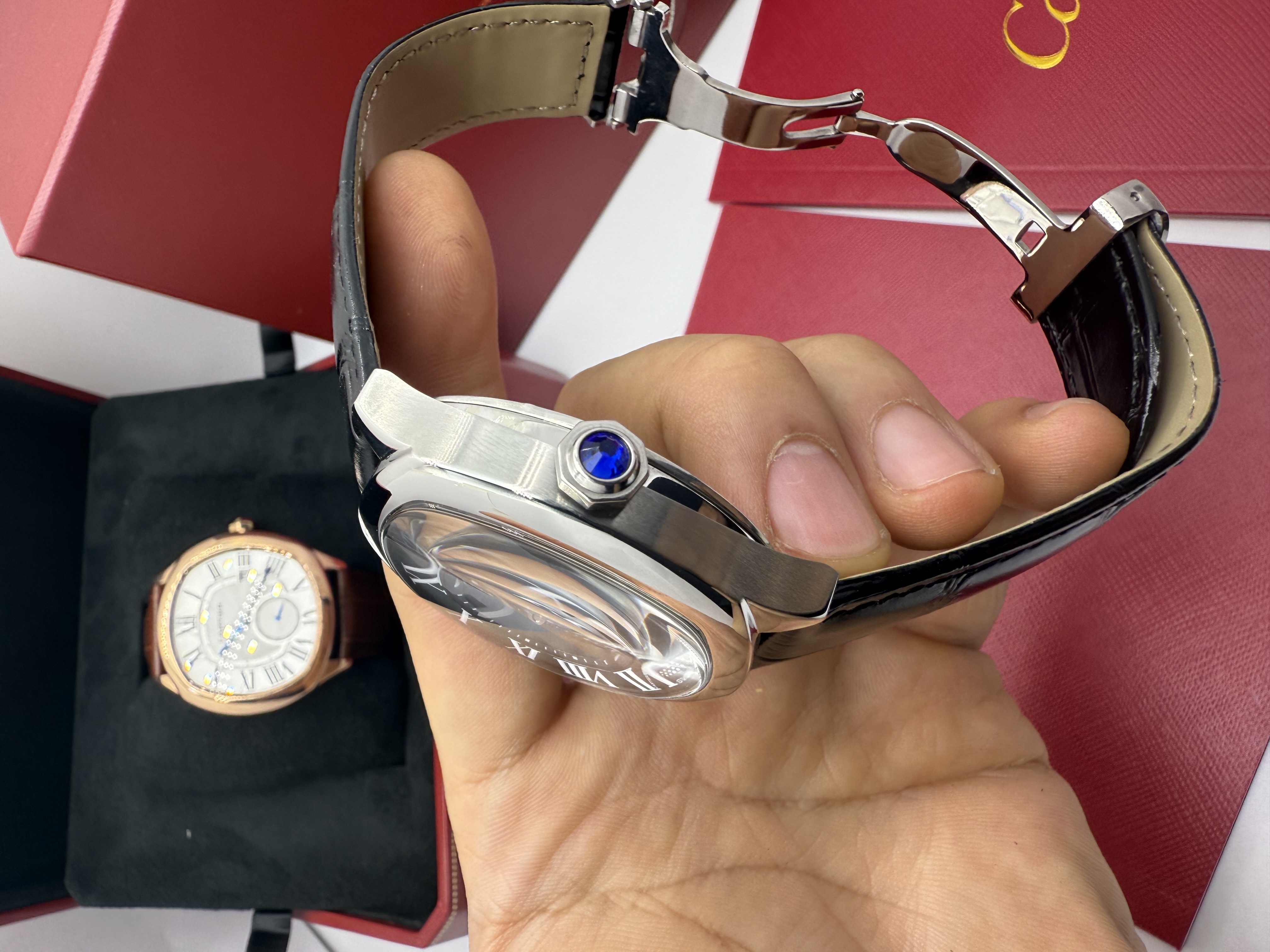 Cartier Drive Small Seconds Dial Preto Couro Preto
