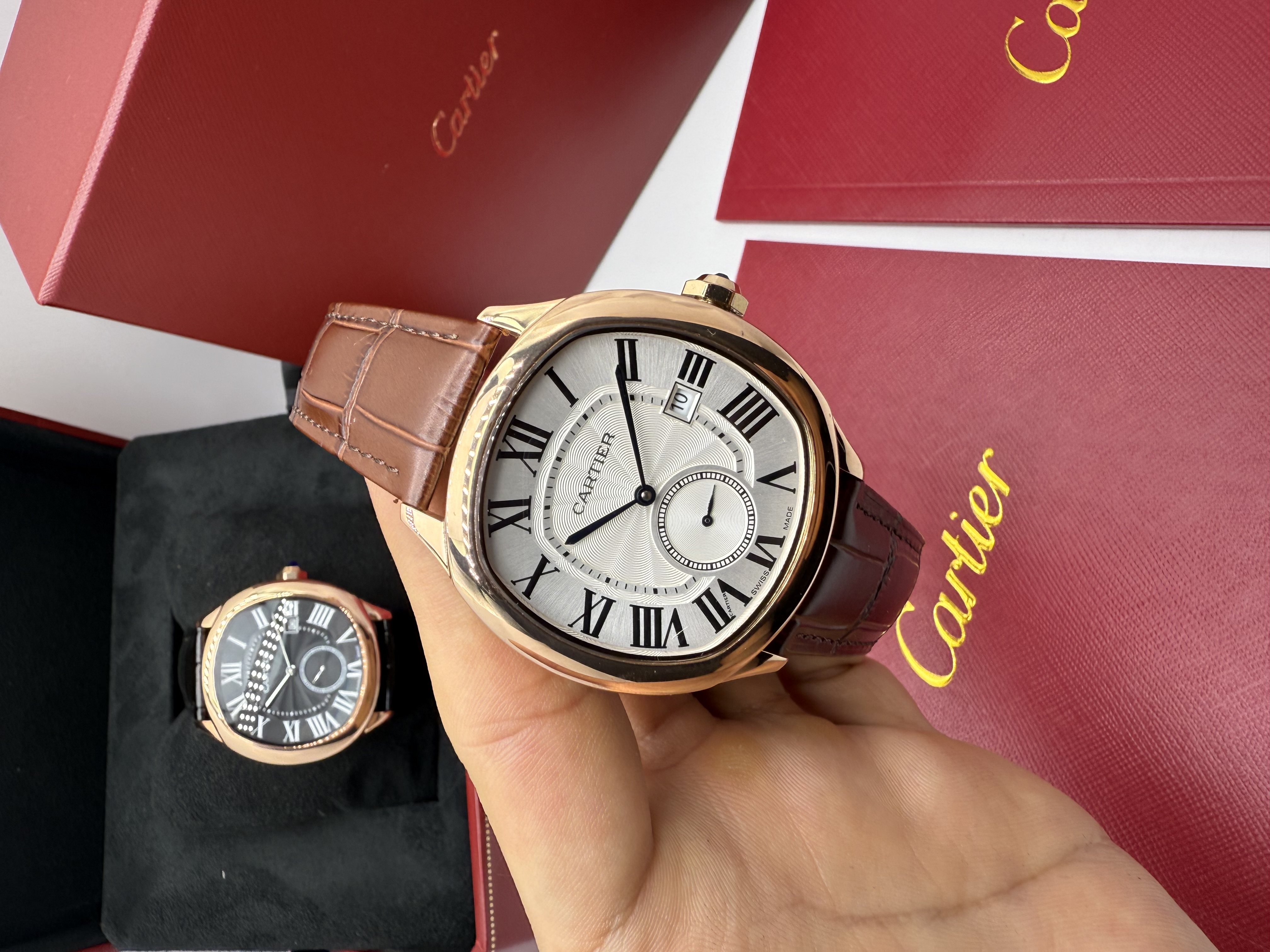 Cartier Drive Small Seconds Rosê Dial Branco
