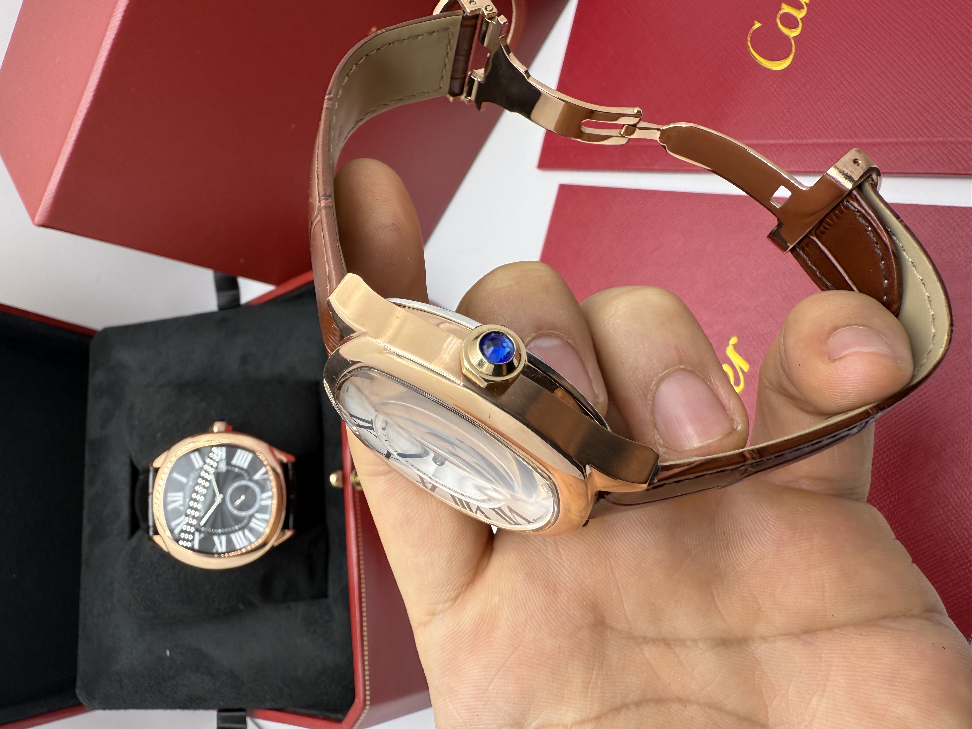 Cartier Drive Small Seconds Rosê Dial Branco
