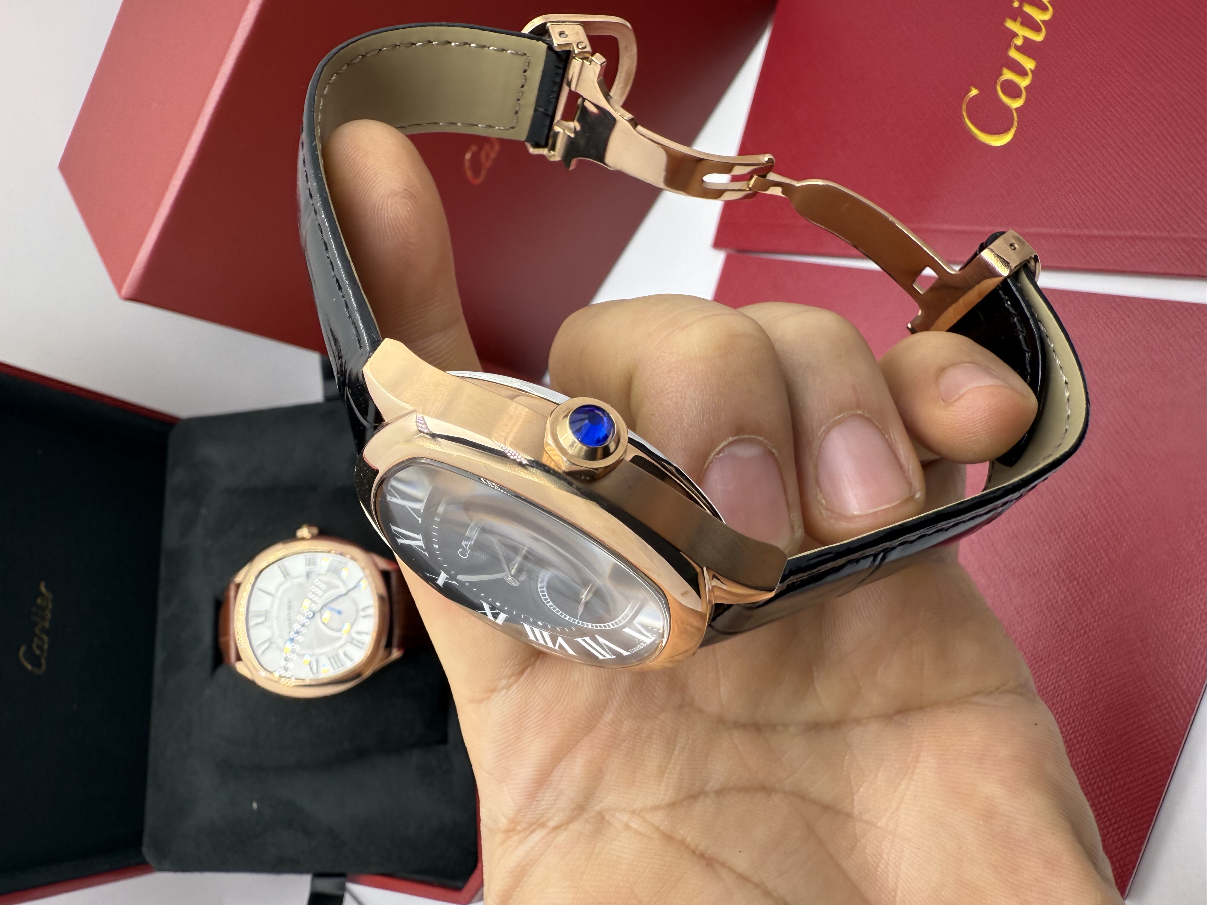 Cartier Drive Small Seconds Rosê Dial Preto