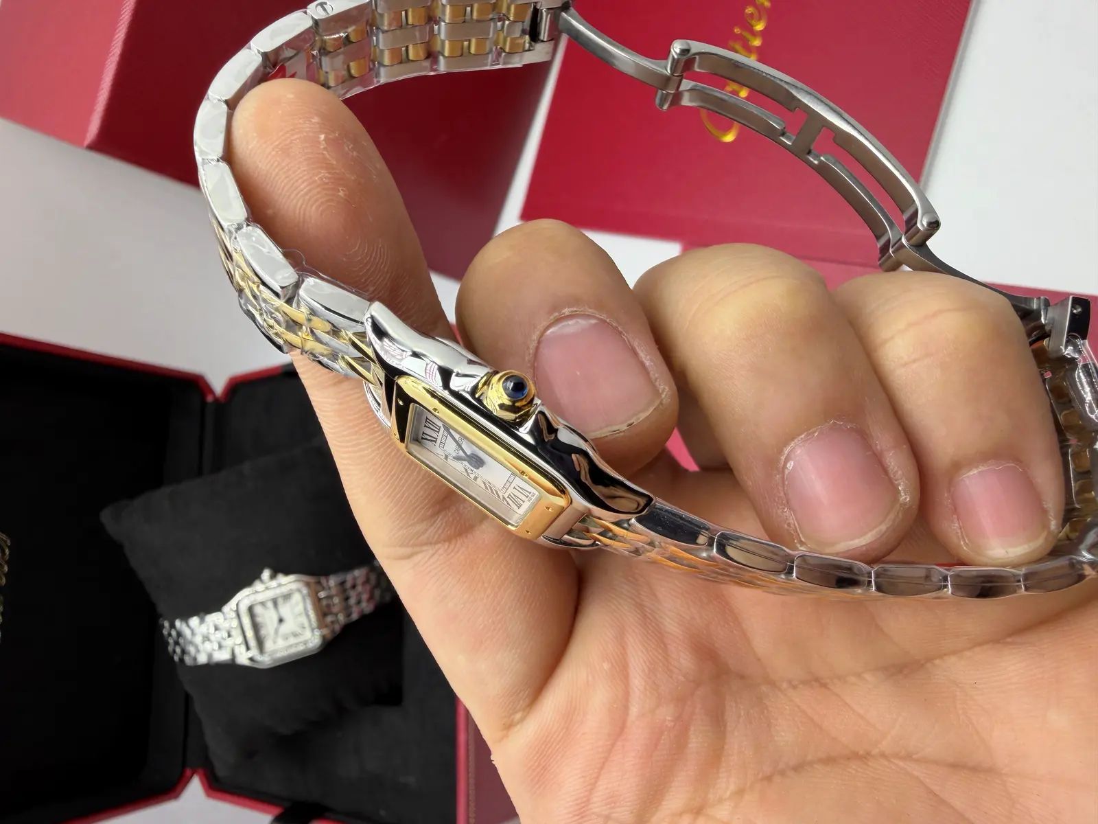 Cartier Panthere aço e ouro feminino