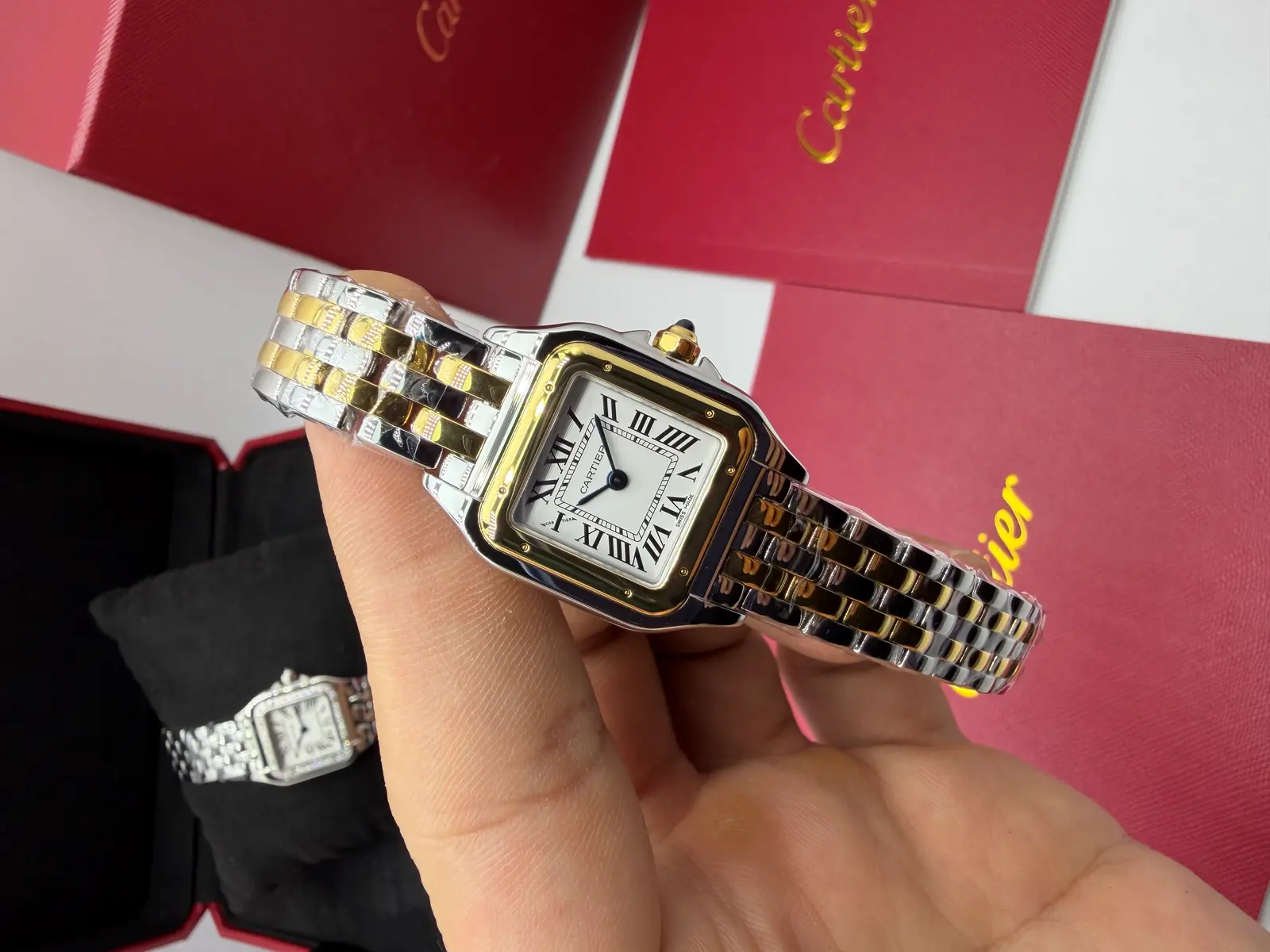 Cartier Panthere aço e ouro feminino