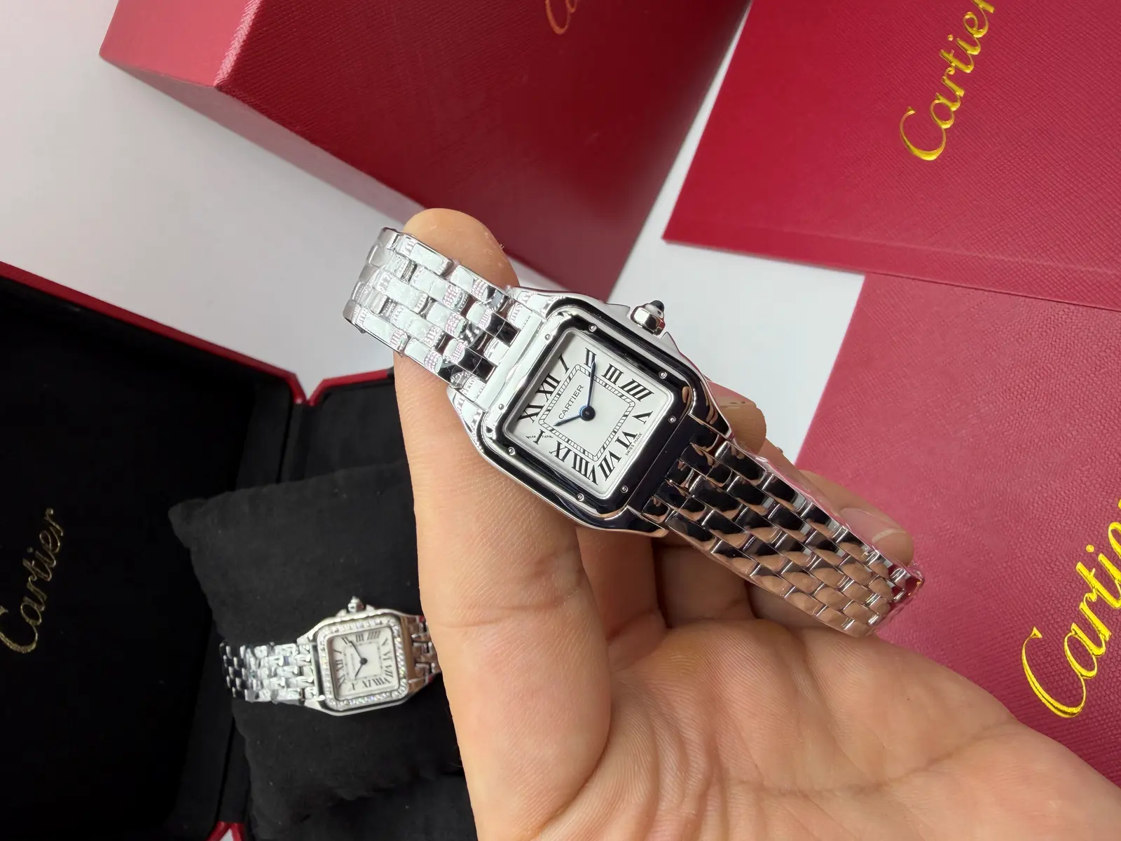 Cartier Panthere mini aço feminino