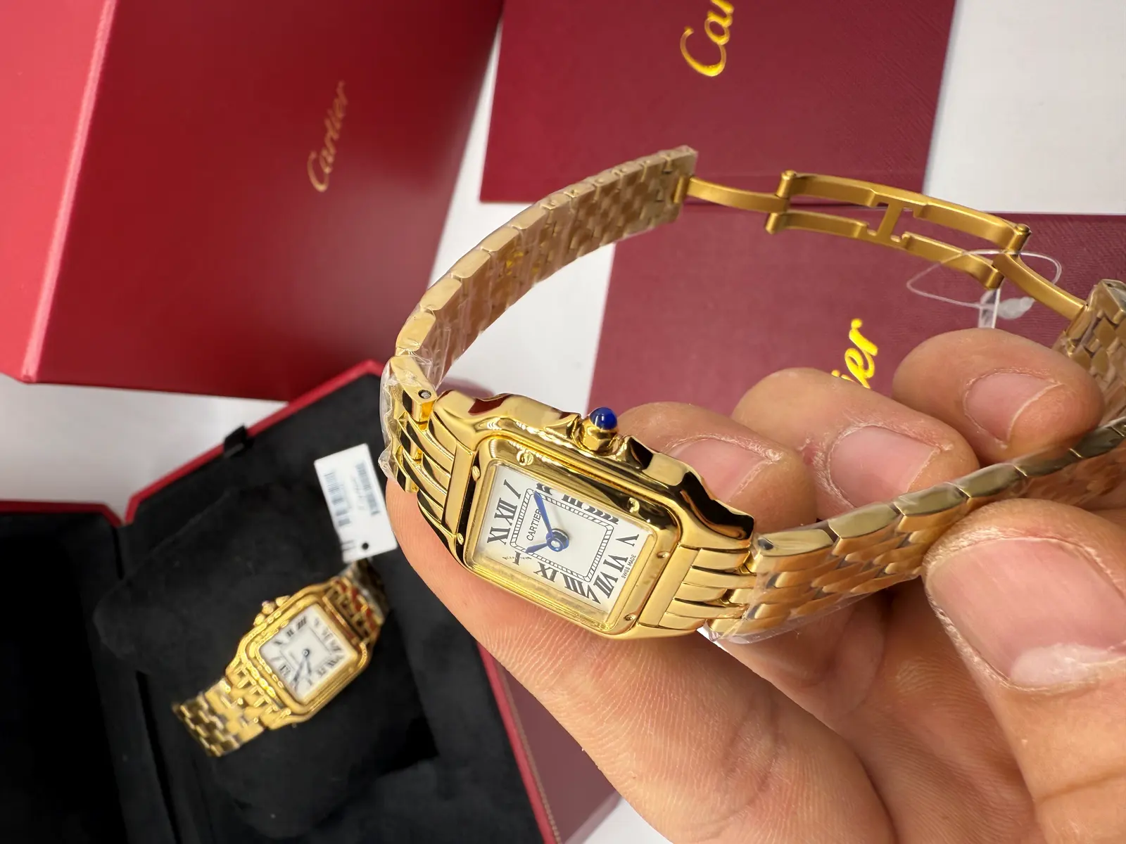Cartier Panthere Mini Dourado Dial Branco
