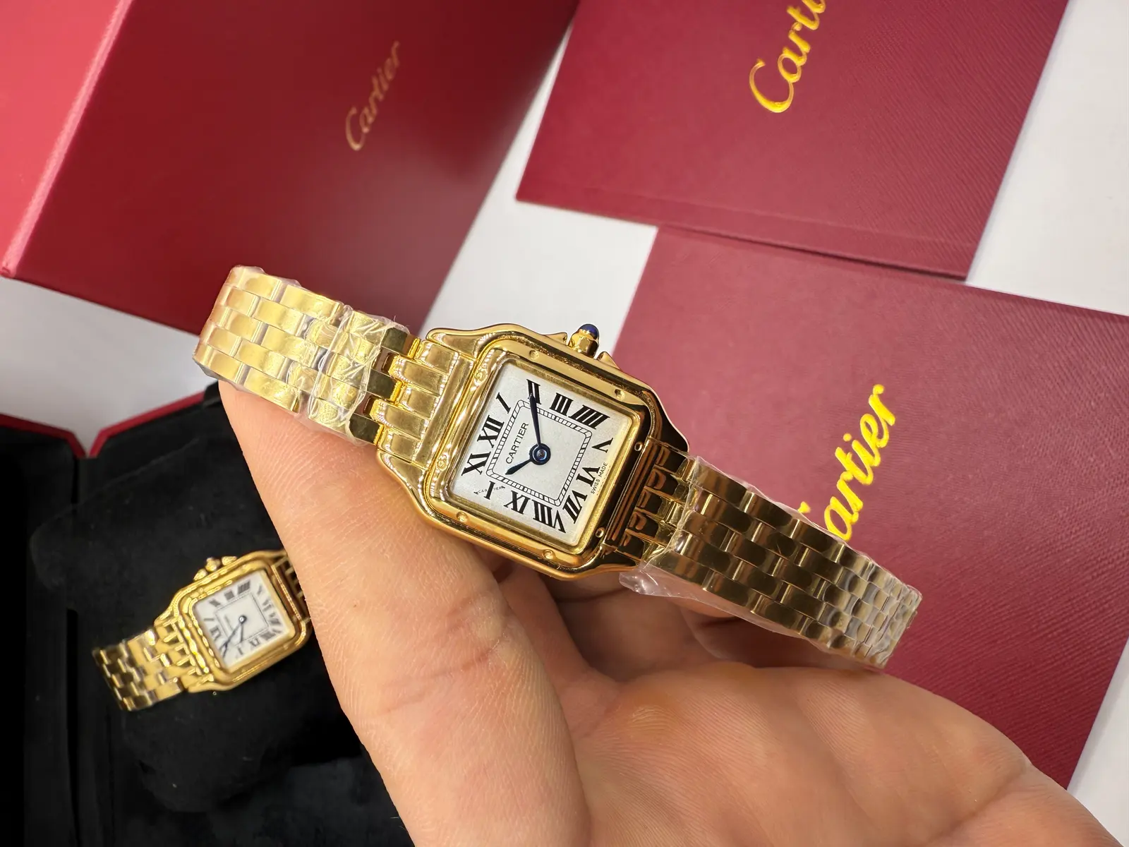 Cartier Panthere Mini Dourado Dial Branco