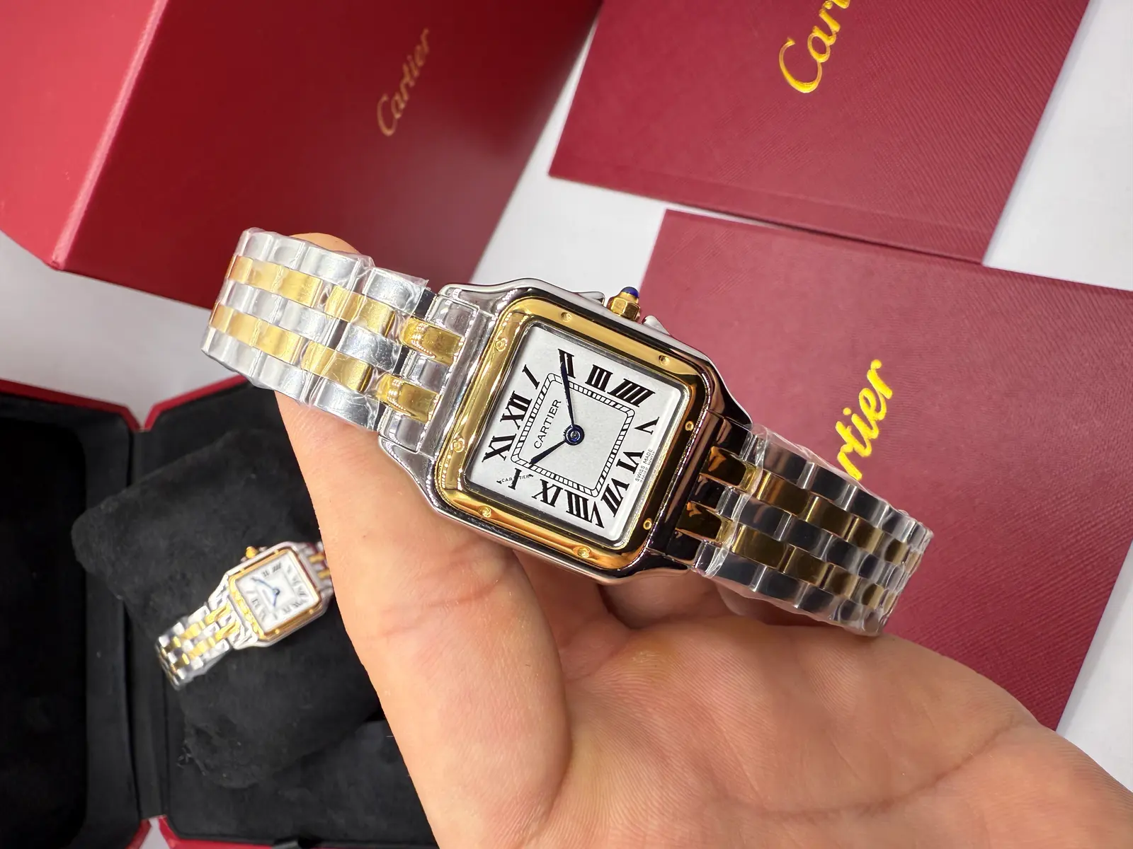 Cartier Panthere Prata com Dourado Dial Branco