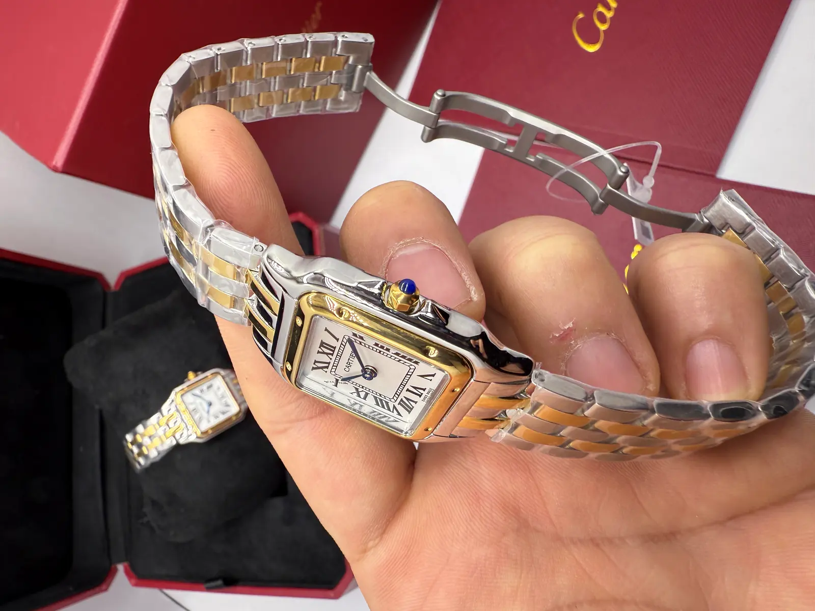 Cartier Panthere Prata com Dourado Dial Branco