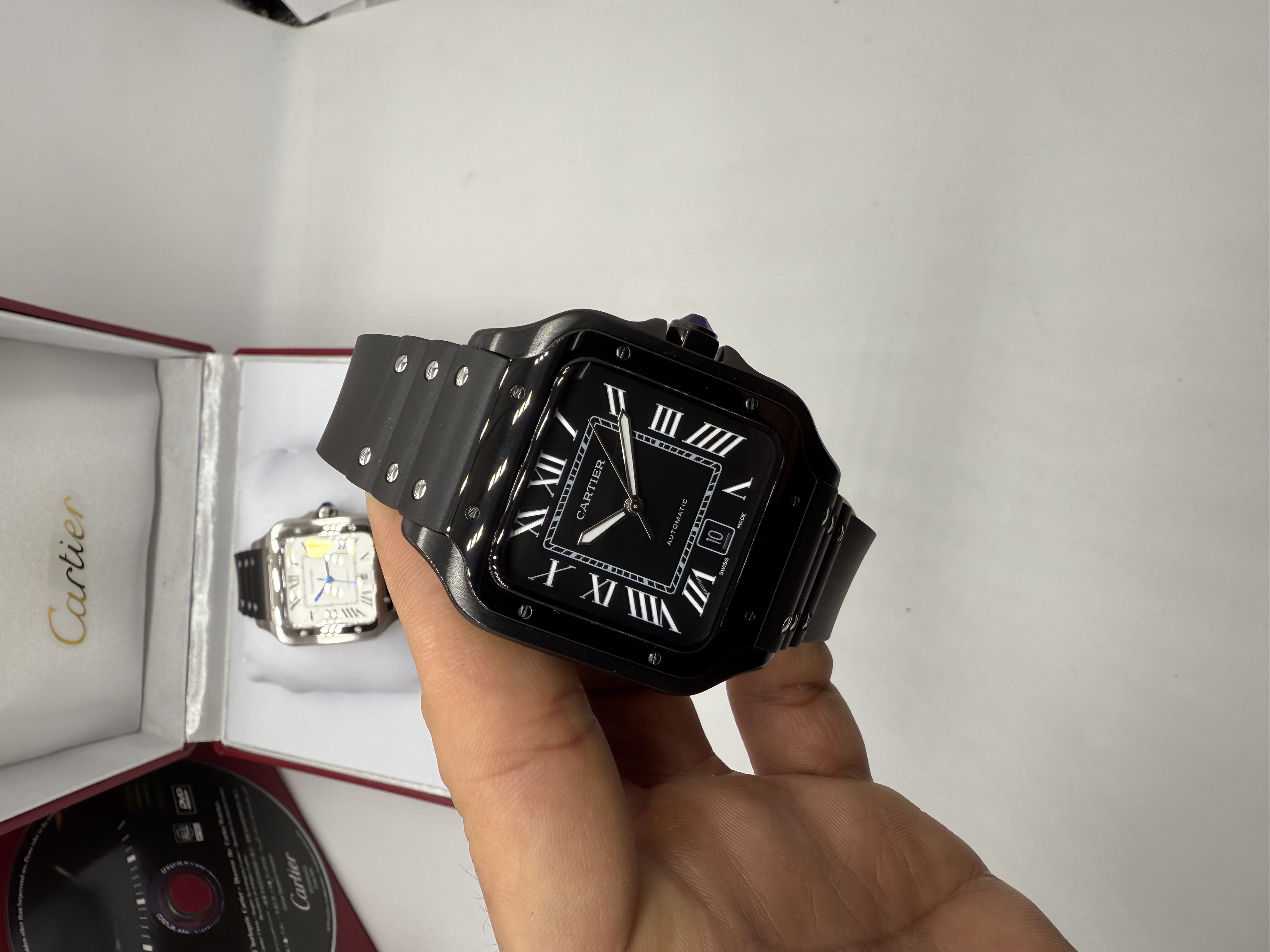 Cartier Santos ALL BLACK Borracha XL