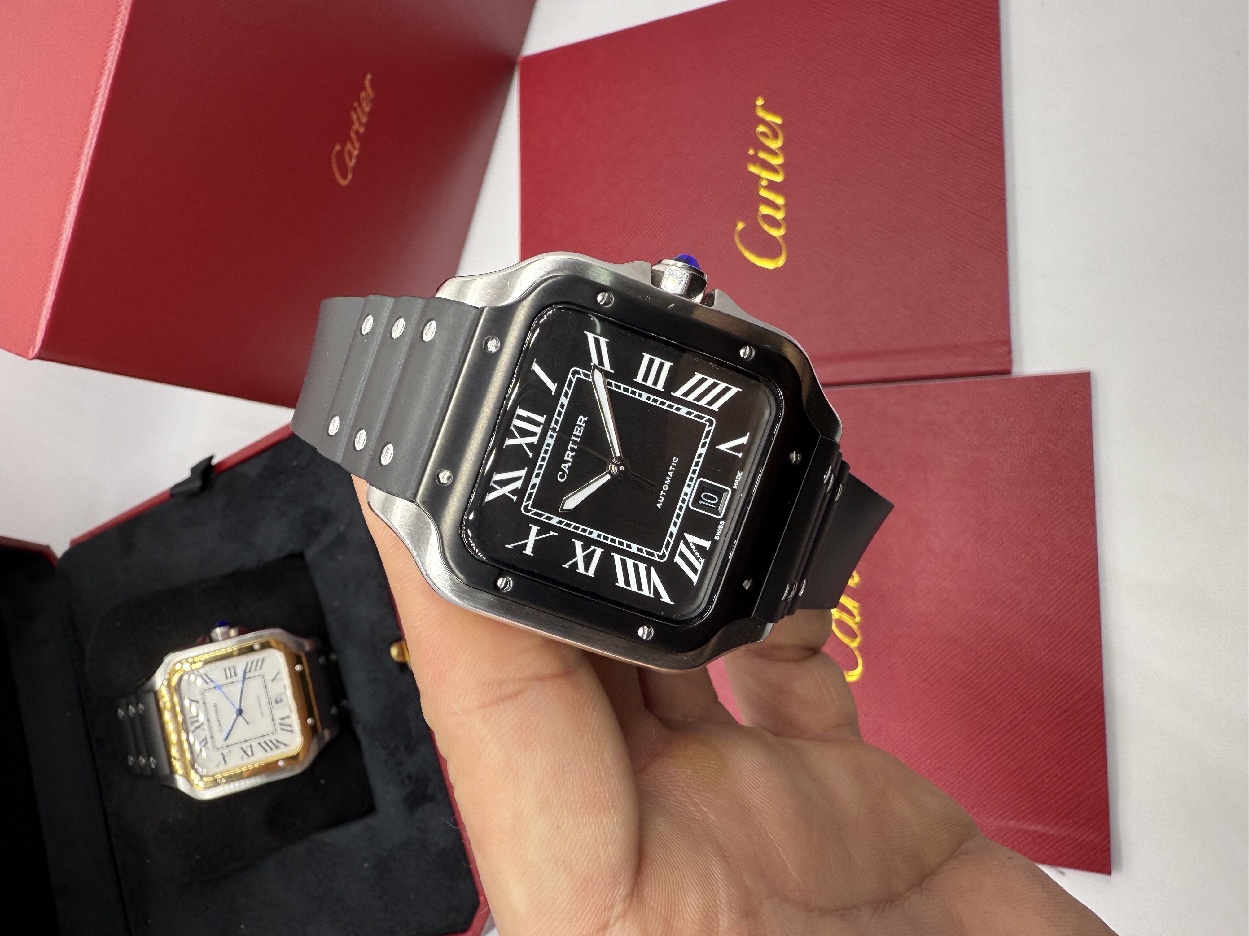 Cartier Santos Borracha Preto XL