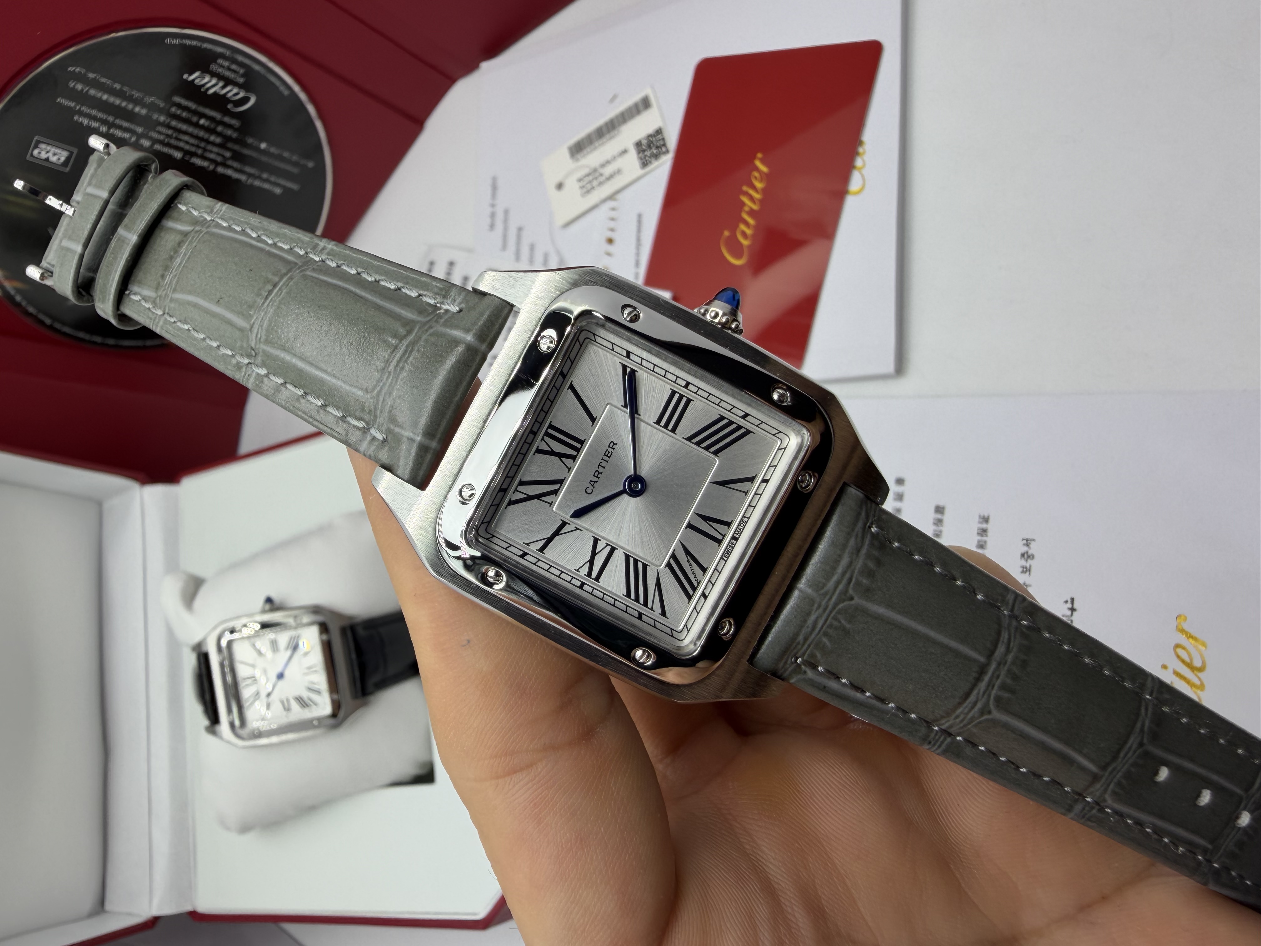 Cartier Santos Couro Cinza
