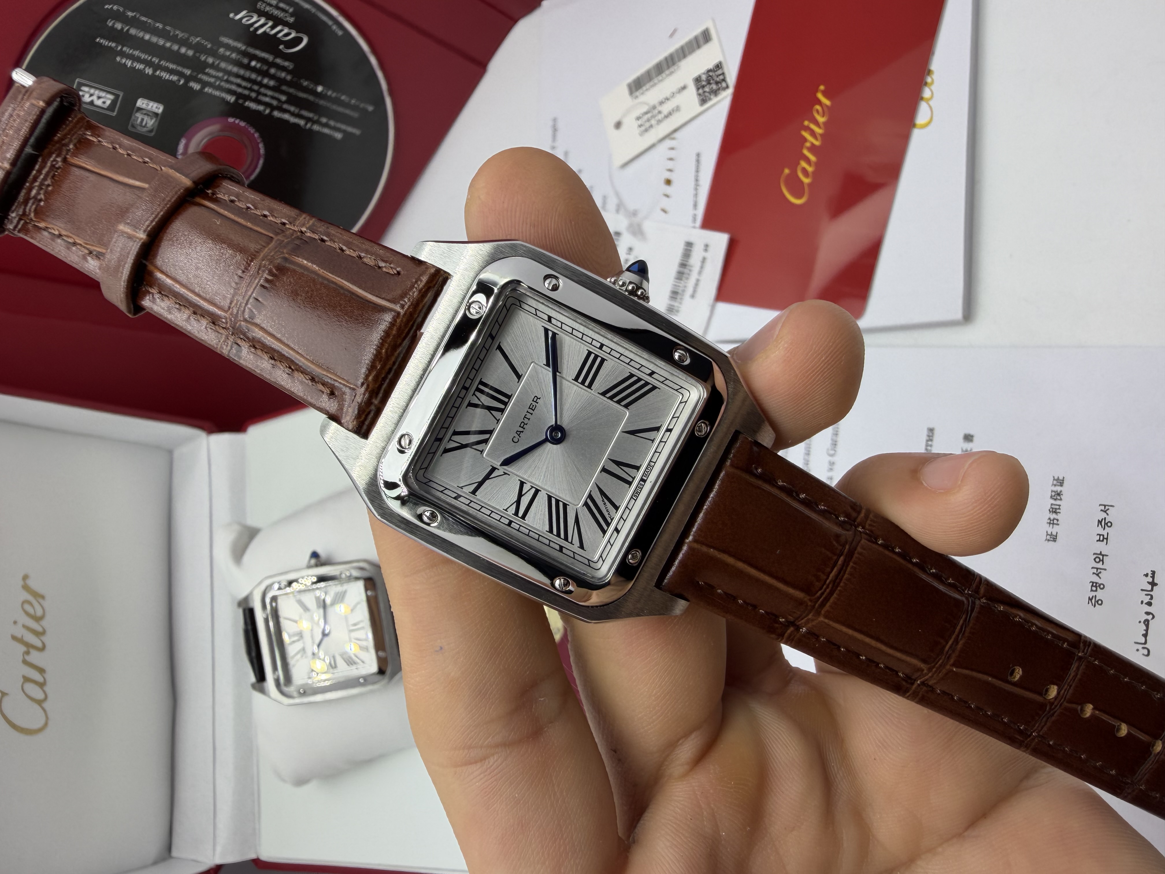 Cartier Santos Couro Marrom