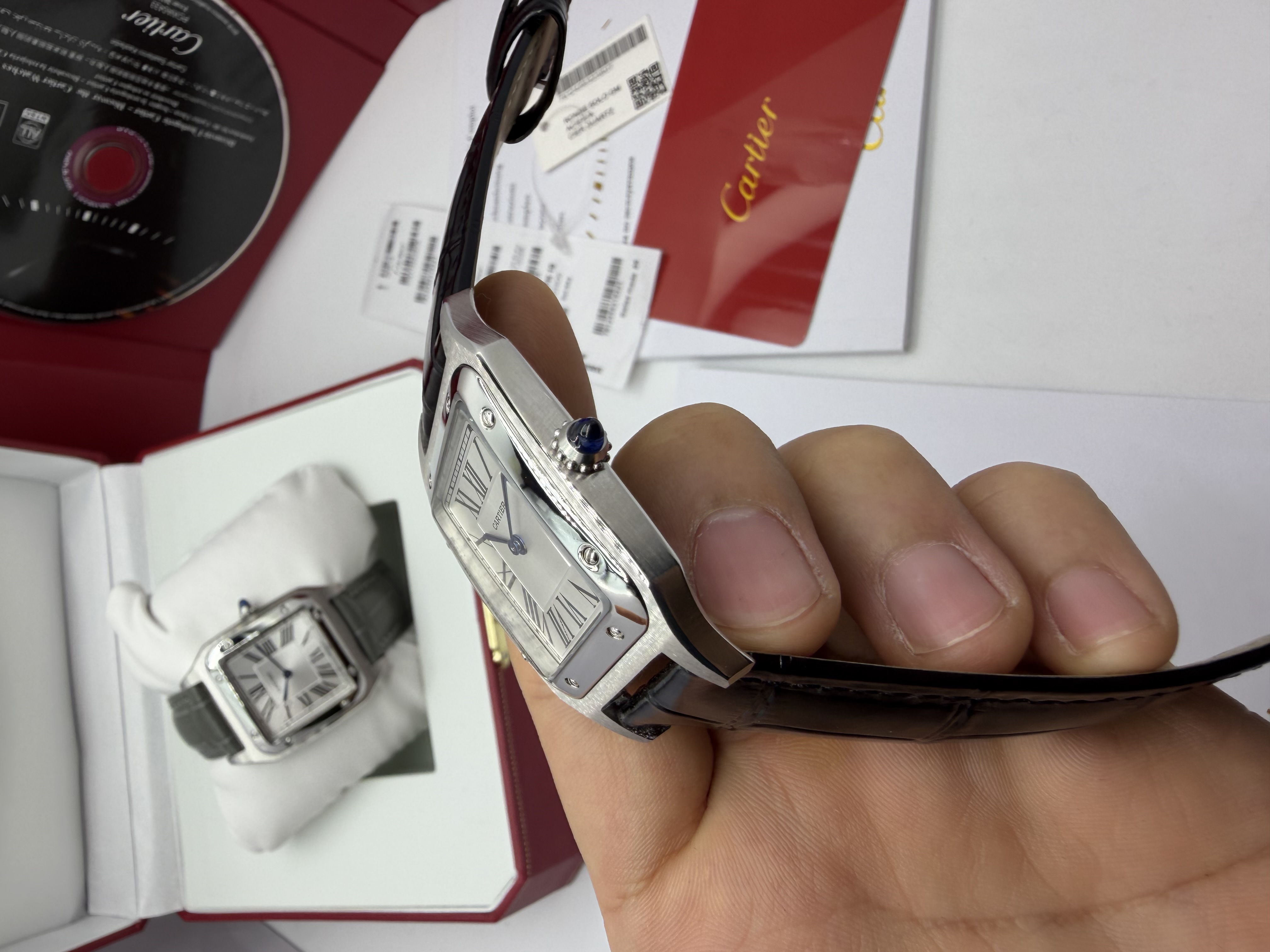 Cartier Santos Couro Preto