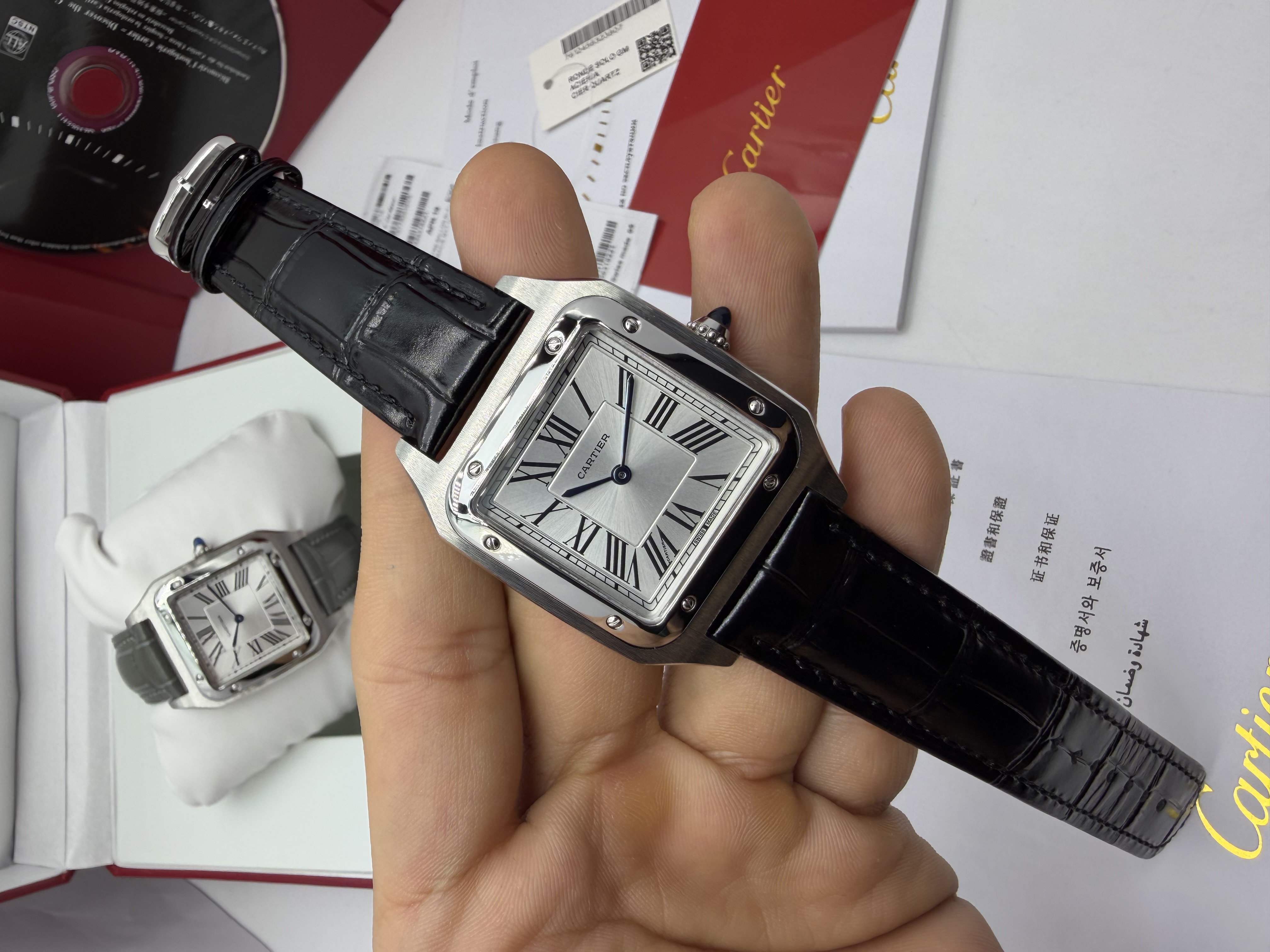 Cartier Santos Couro Preto