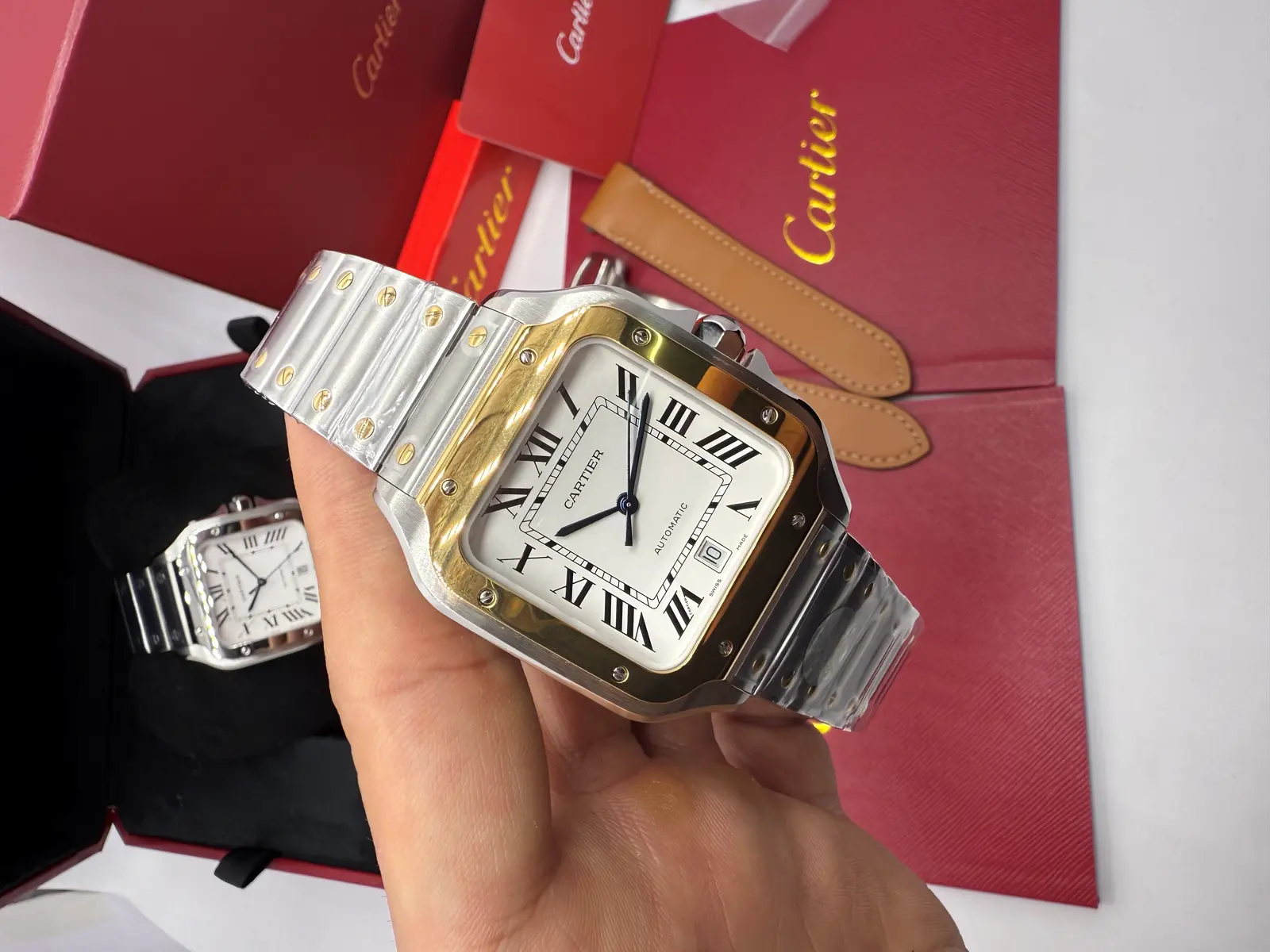 Cartier Santos Aço e ouro XL