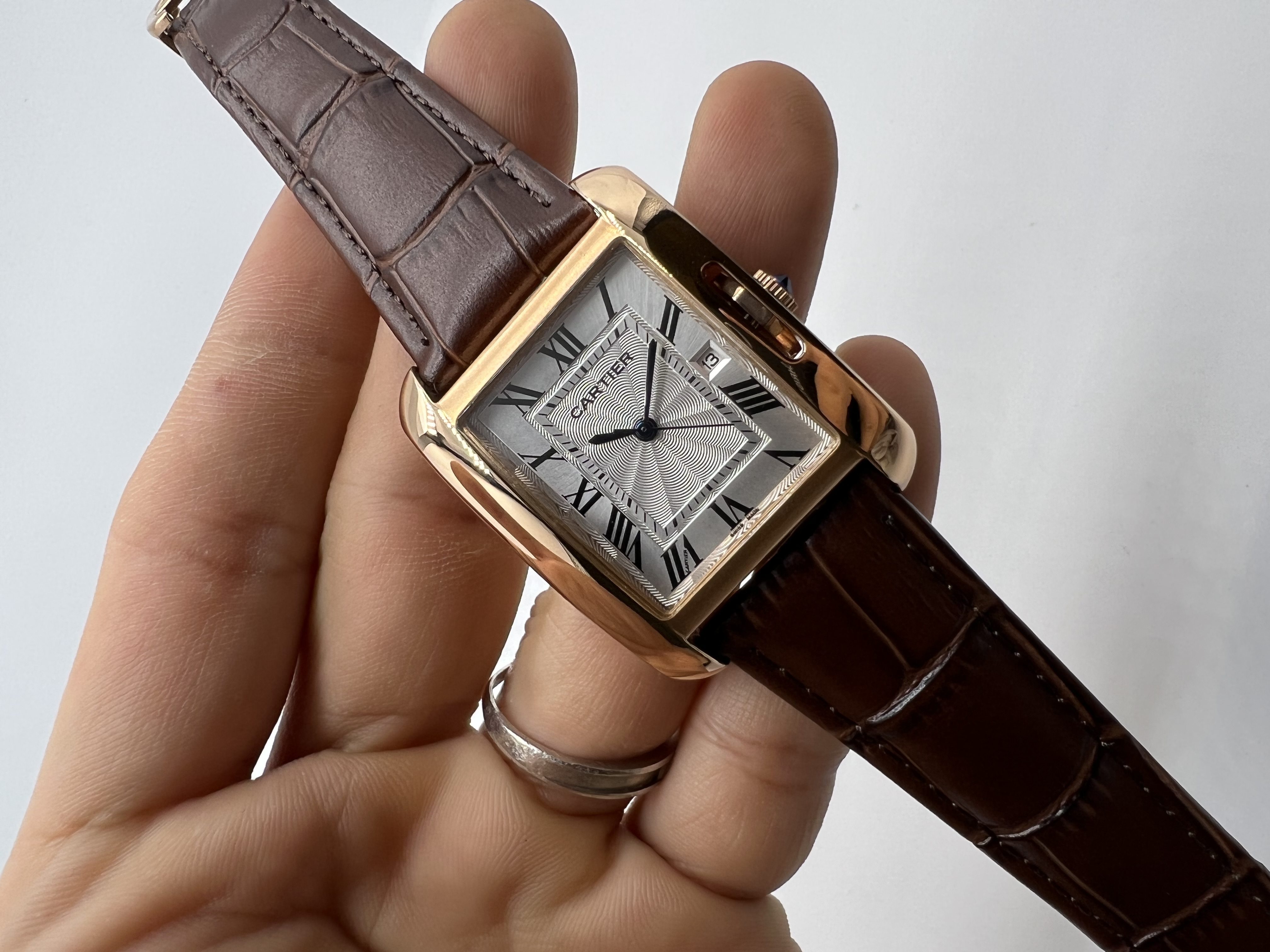 Cartier Tank Rosê Couro Marrom XL