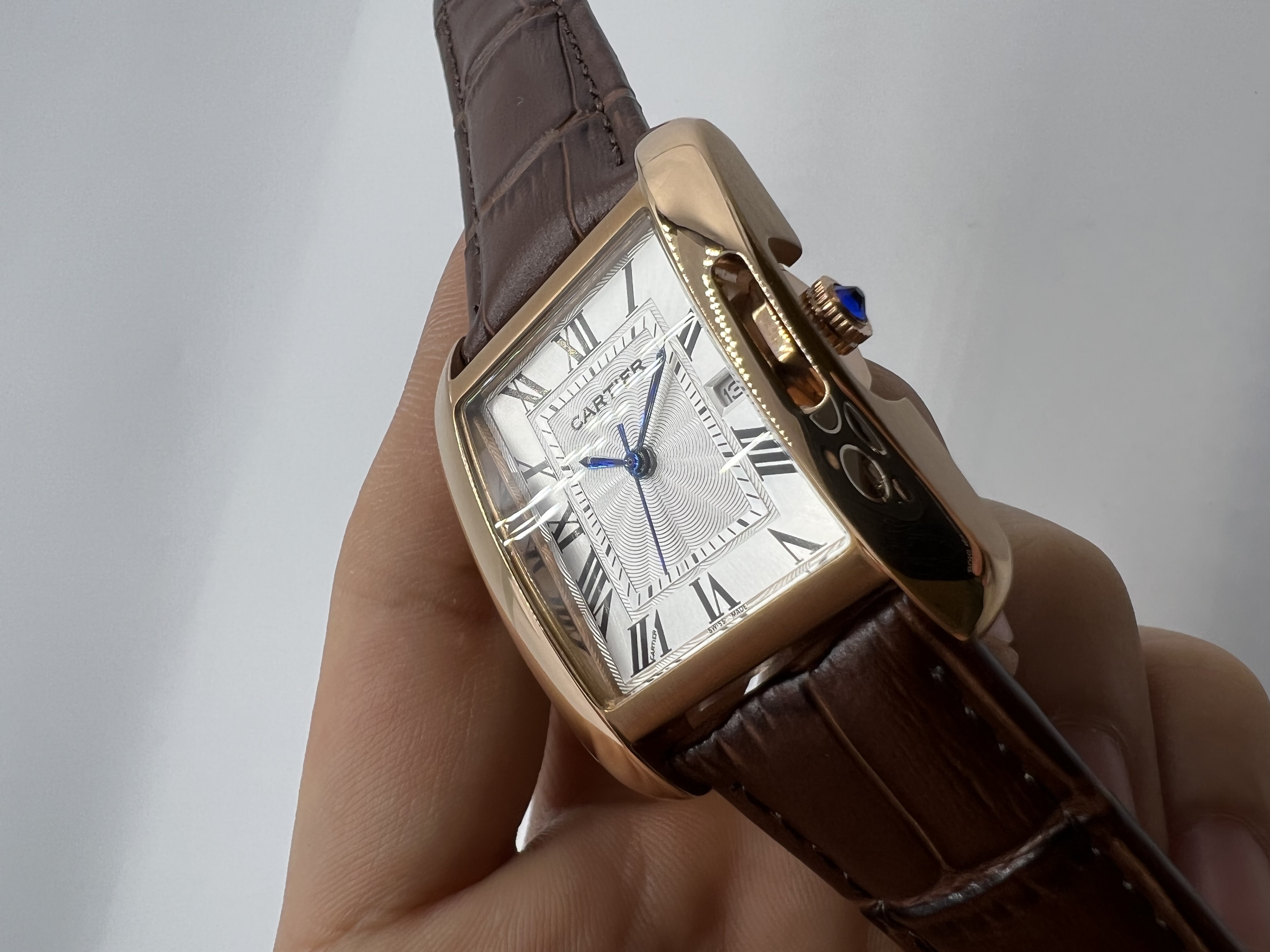 Cartier Tank Rosê Couro Marrom XL