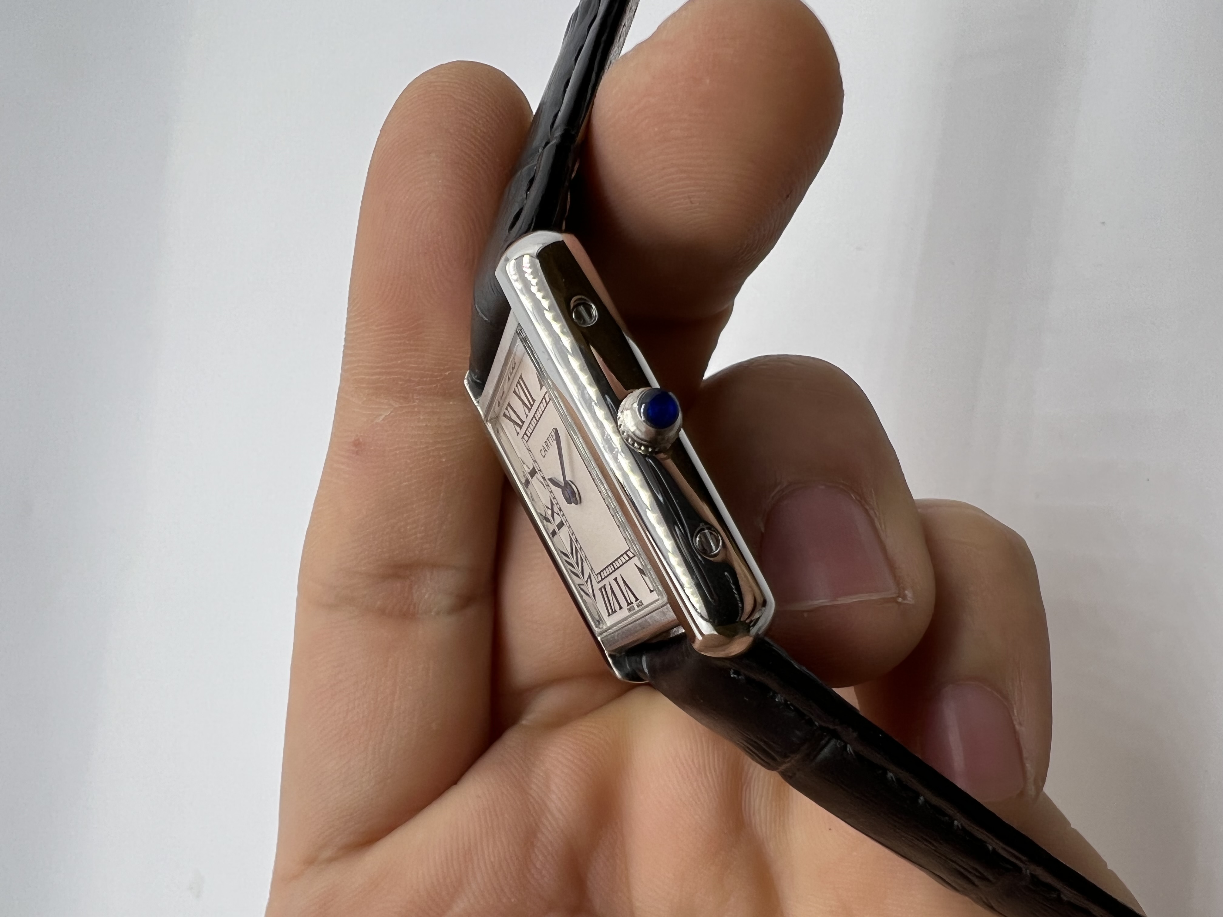 Cartier Tank Solo Couro Preto Médio