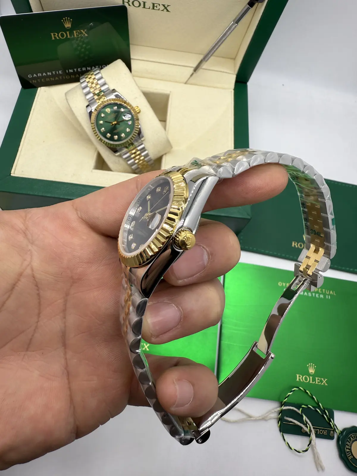 Rolex Datejust Prata com Dourado dial Marrom