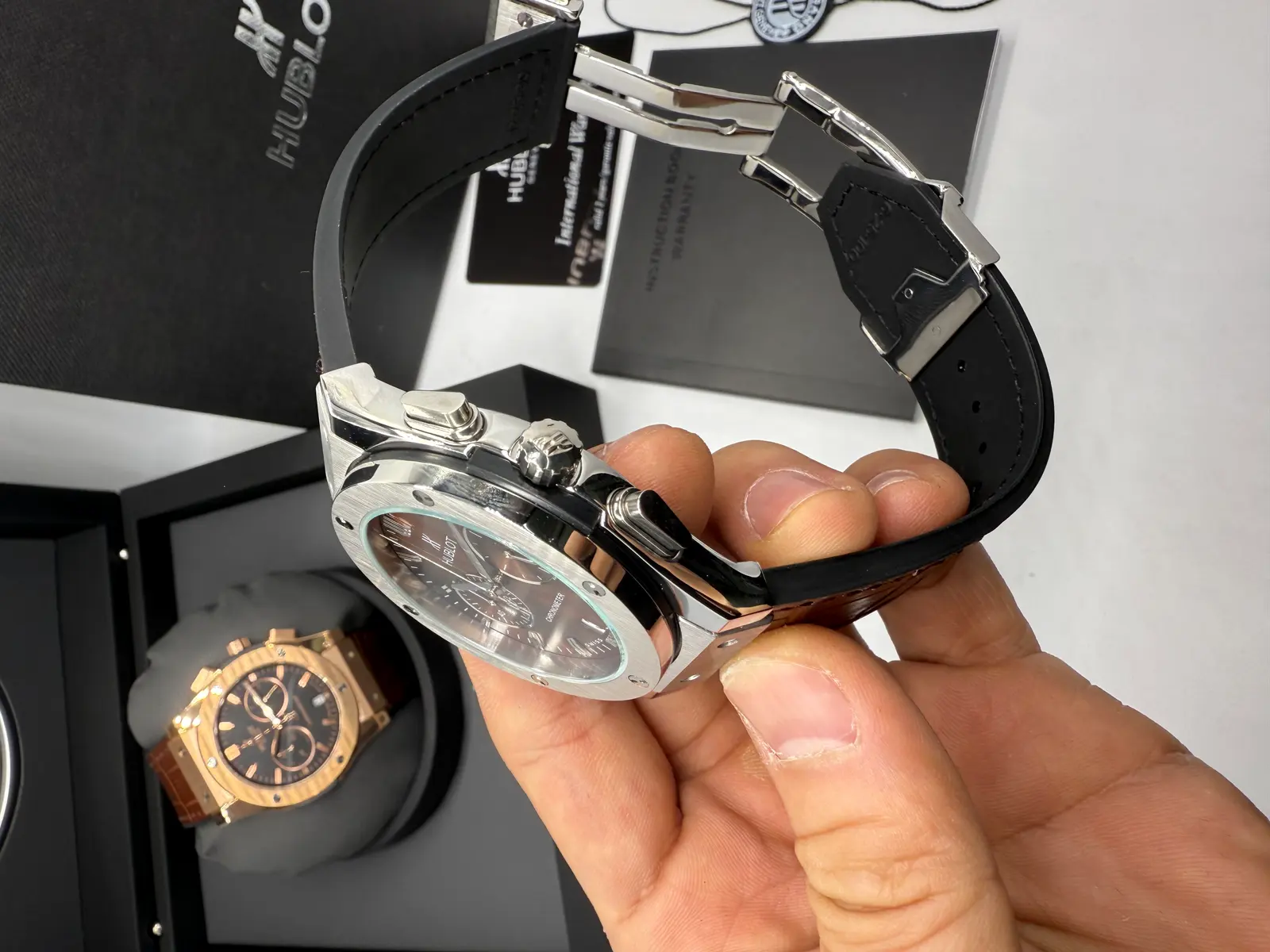 Hublot Classic Fusion Rosé Couro Marrom