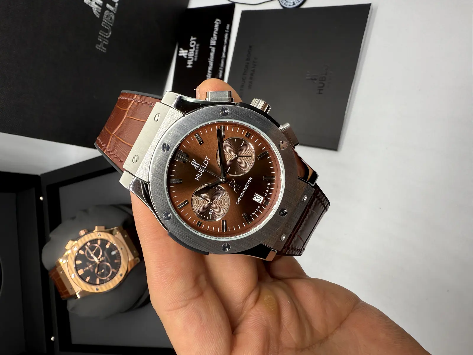 Hublot Classic Fusion Rosé Couro Marrom