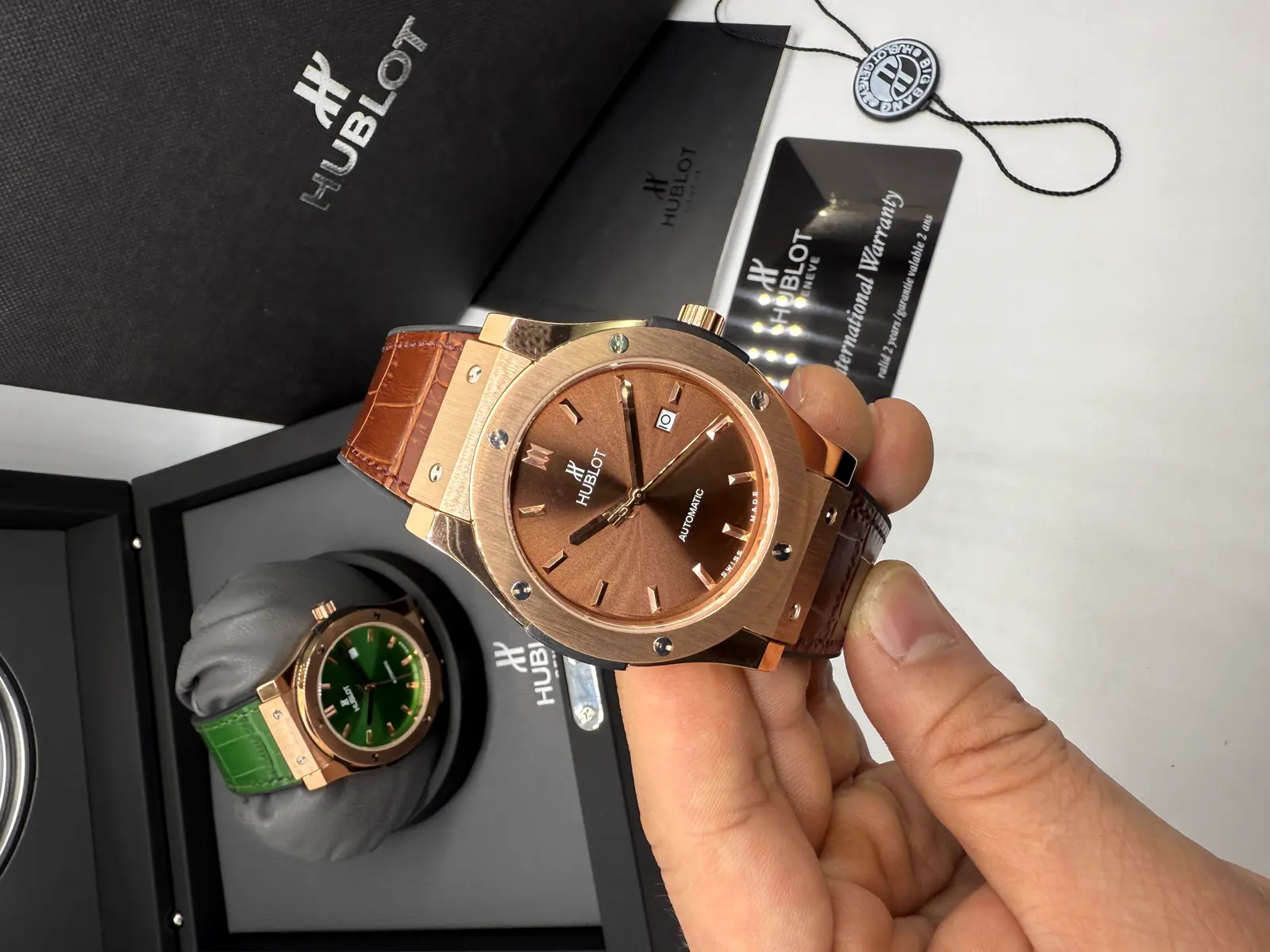 Hublot Classic Fusion Rosé Couro Marrom