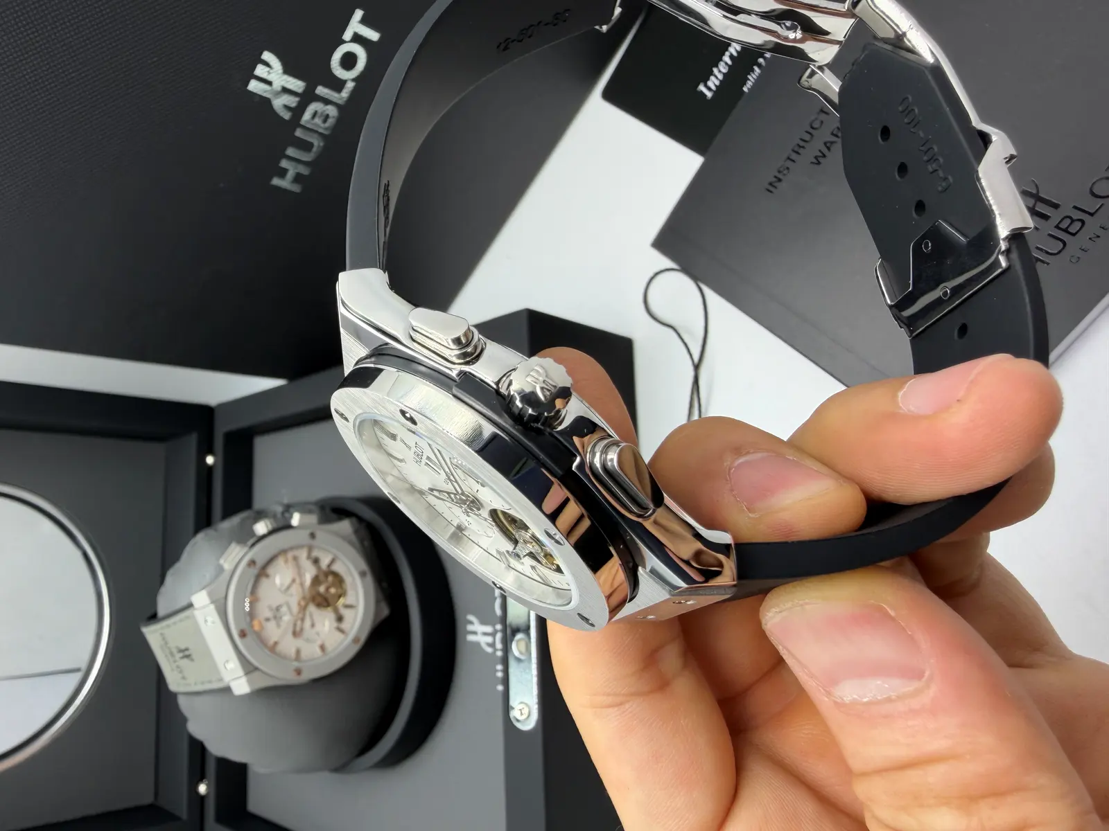 Hublot Classic Fusion Prata Dial Branco Turbilhão