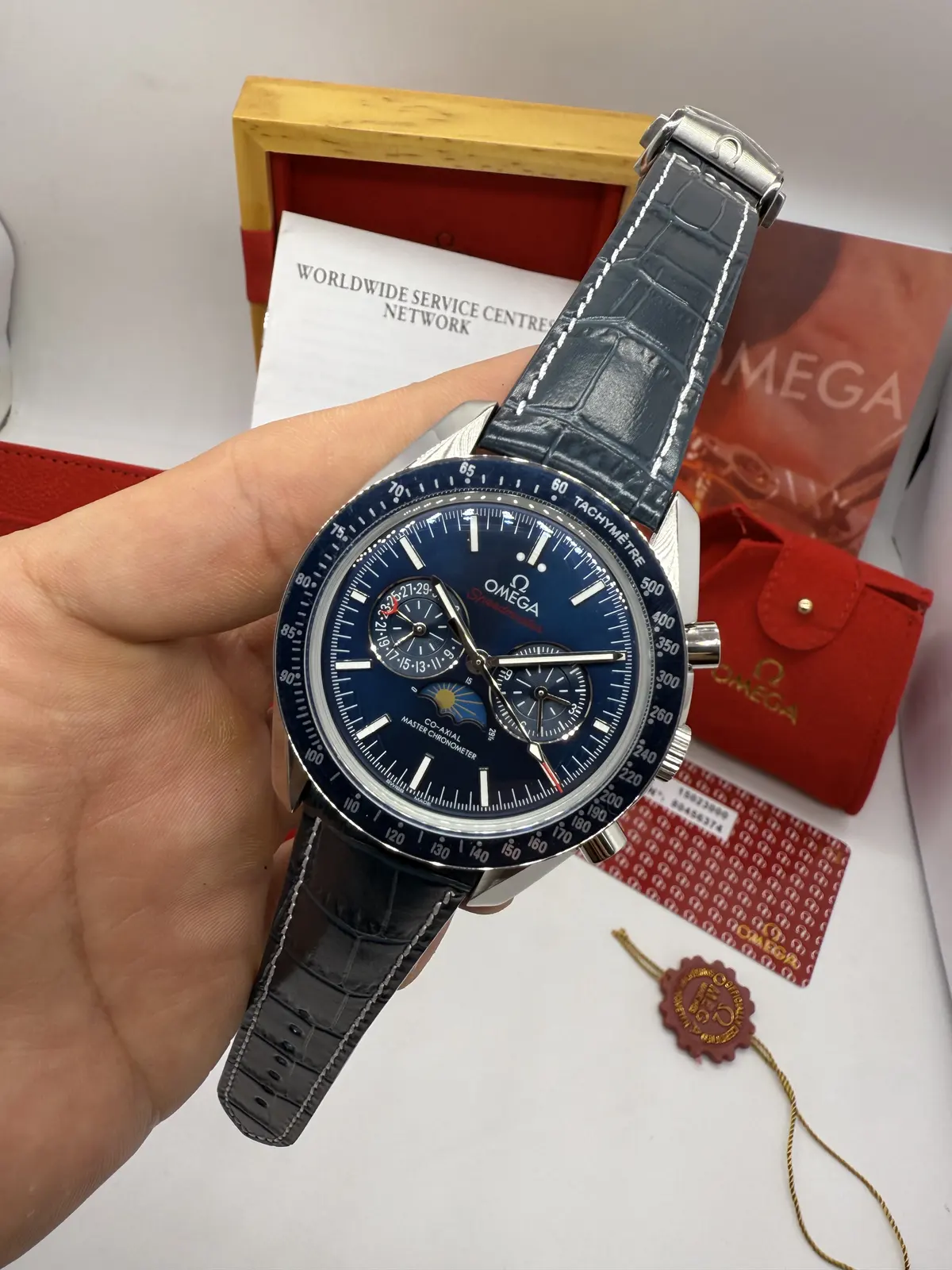 Omega Speedmaster Co-Axial Couro Preto