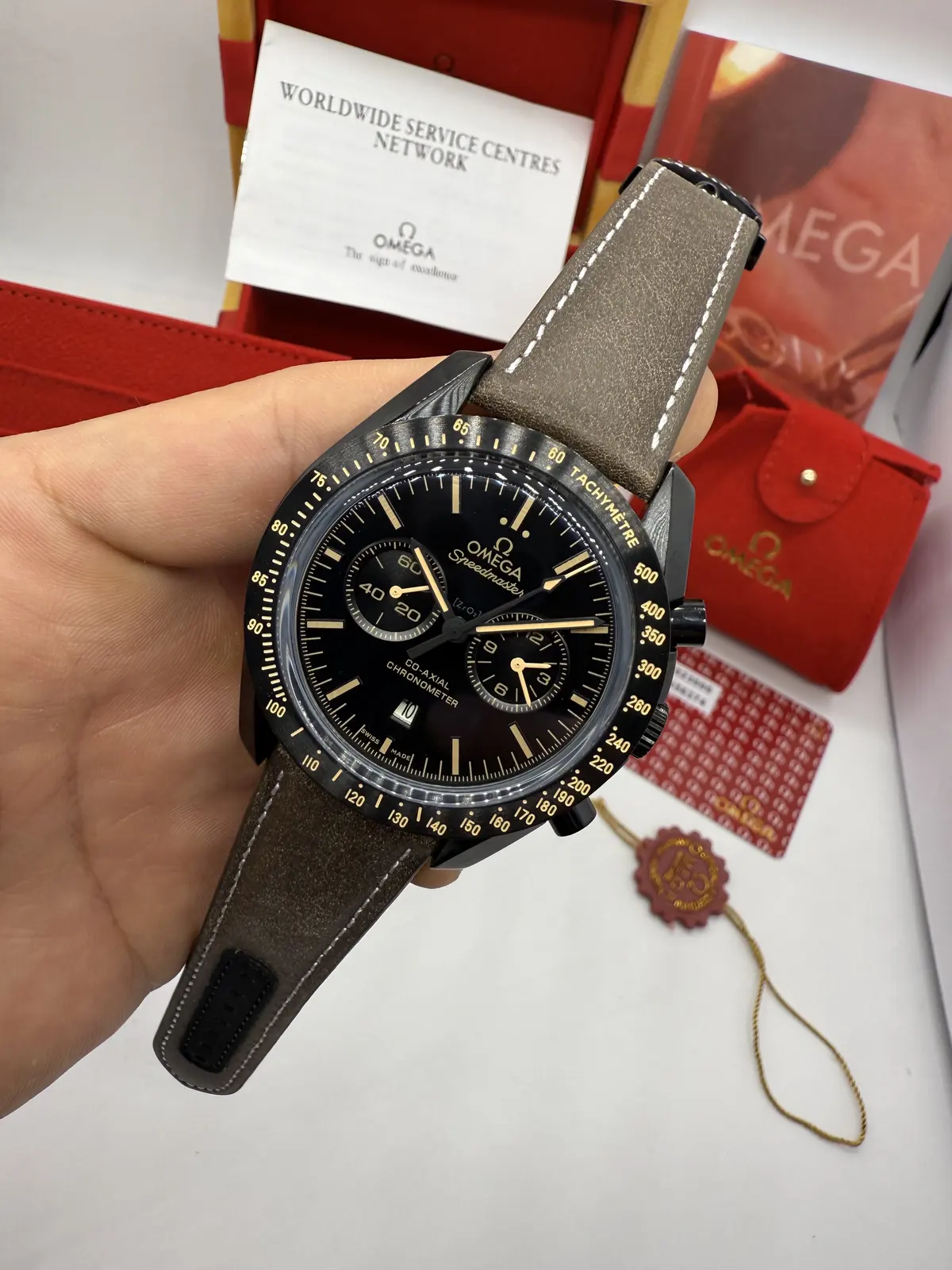 Omega Speedmaster Couro Marrom