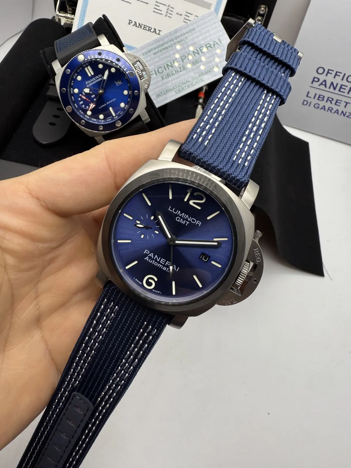 Panerai Luminor GMT Dial Azul Pulseira Azul