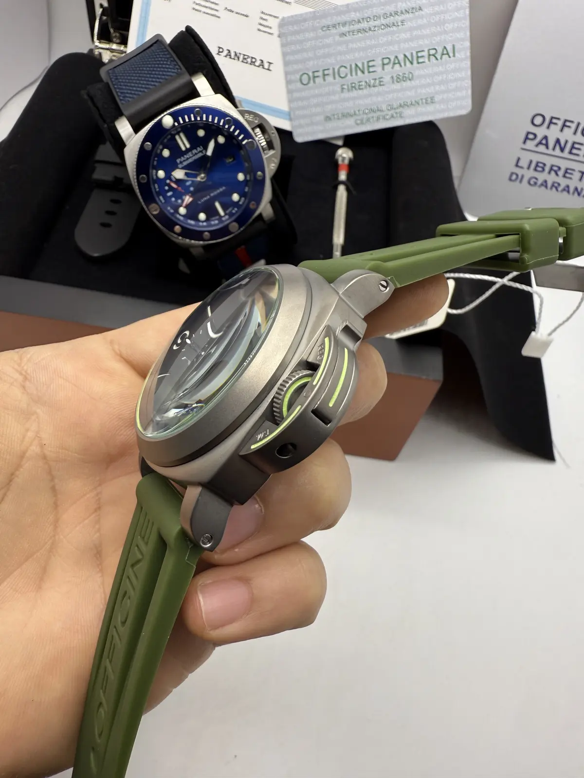 Panerai Luminor Marina Dial Preto Pulseira Verde