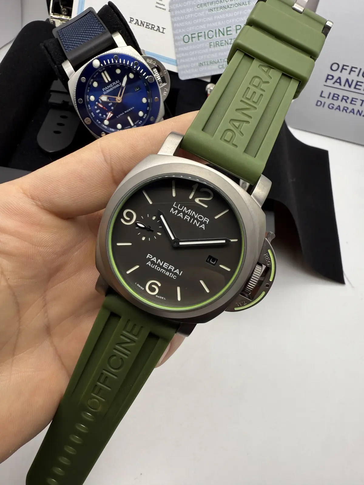 Panerai Luminor Marina Dial Preto Pulseira Verde