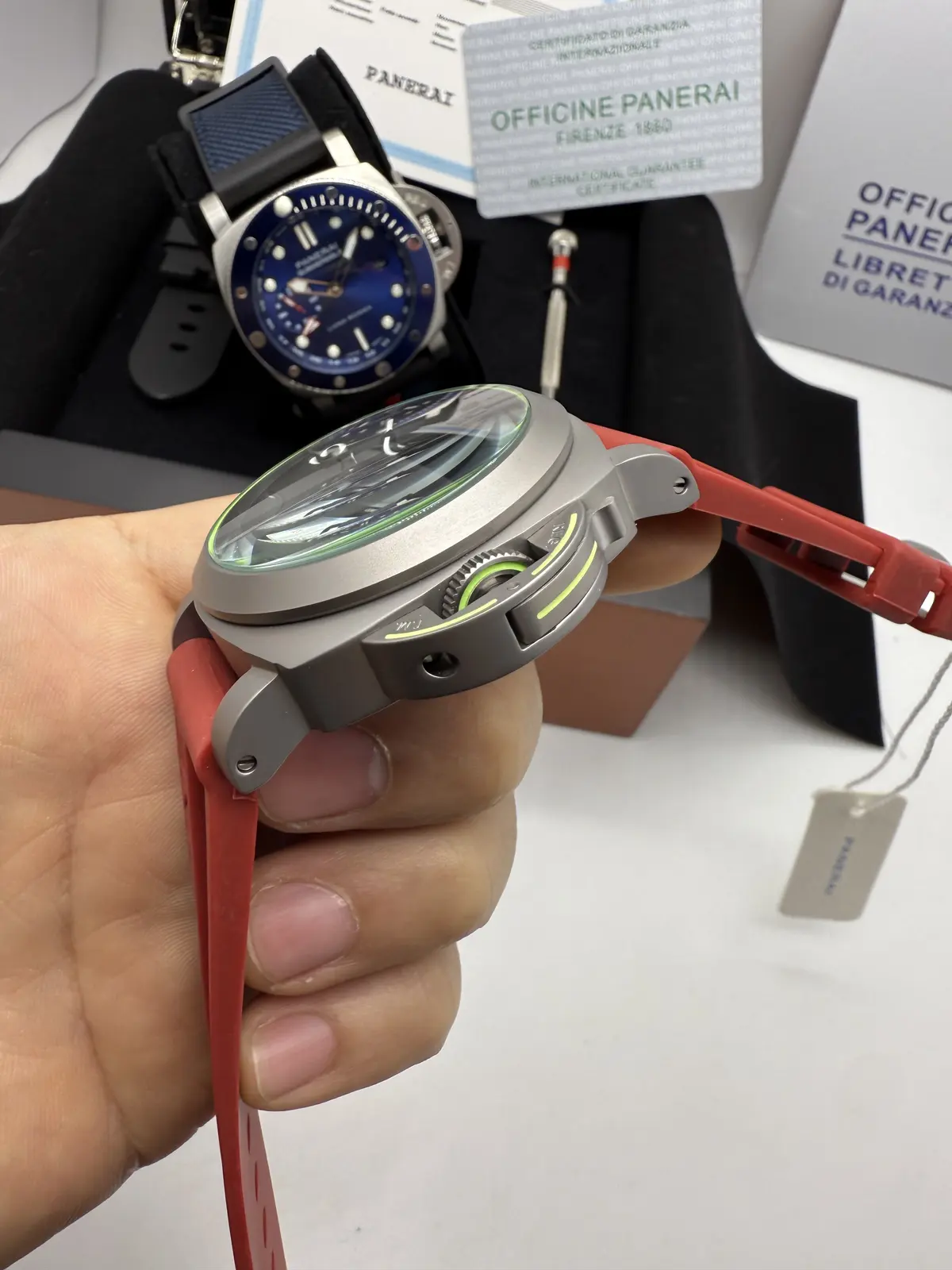 Panerai Luminor Marina Dial Preto Pulseira Vermelha
