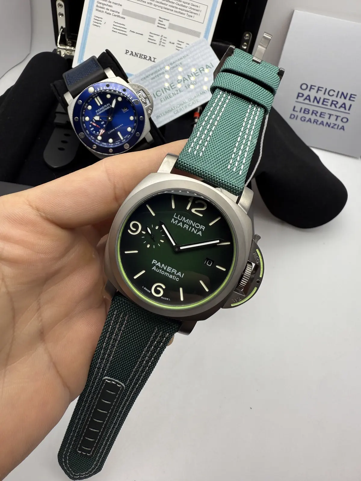 Panerai Luminor Marina Dial Verde Pulseira Verde