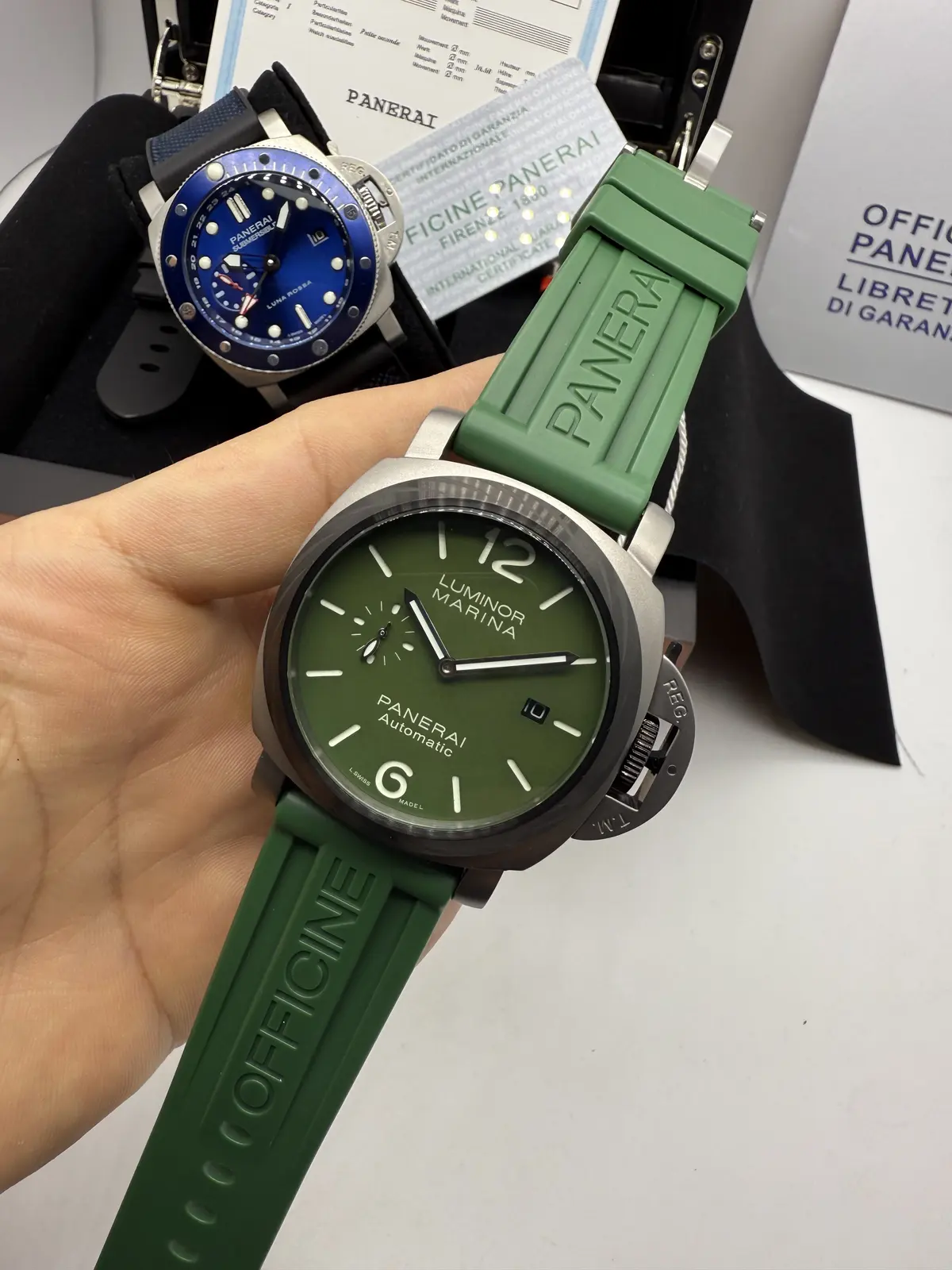 Panerai Luminor Marina Dial Verde Pulseira Verde