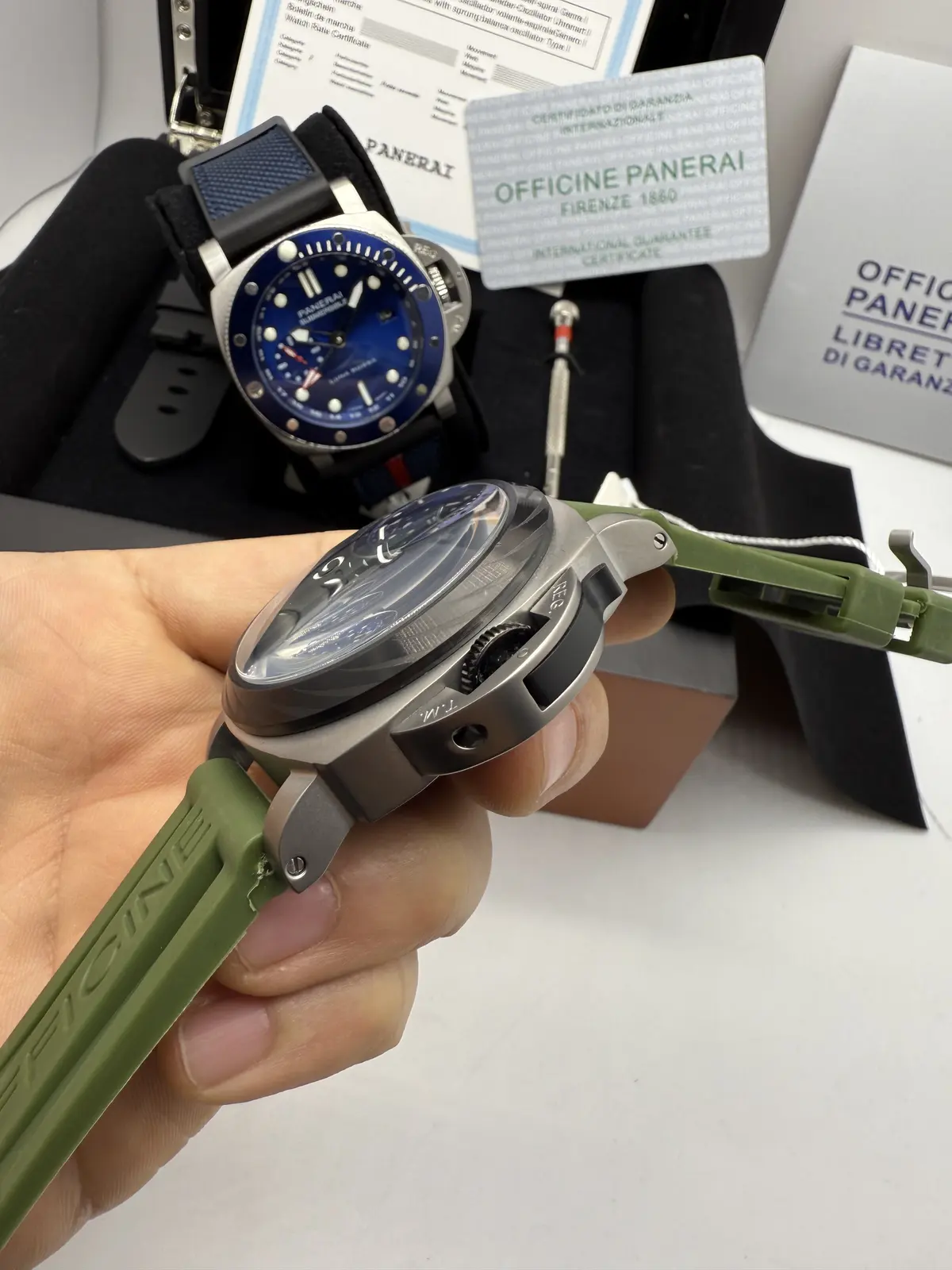 Panerai Luminor Marina Dial Verde Pulseira Verde