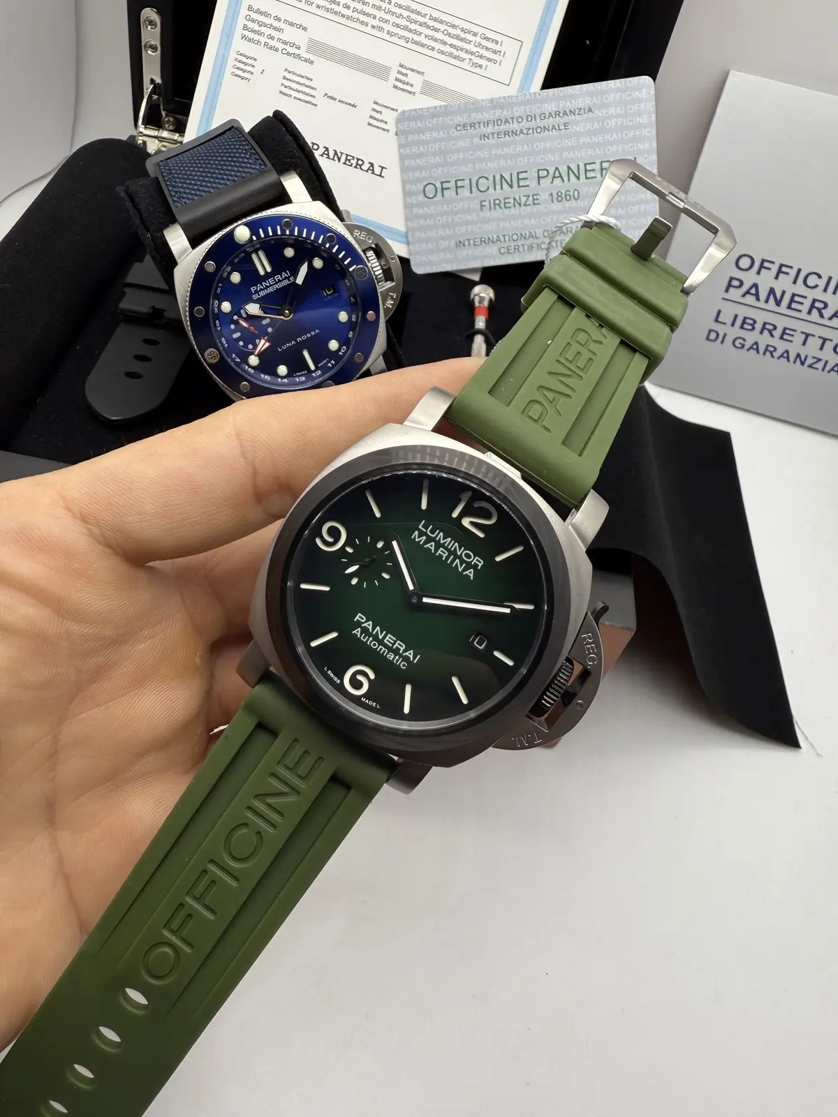 Panerai Luminor Marina Dial Verde Pulseira Verde