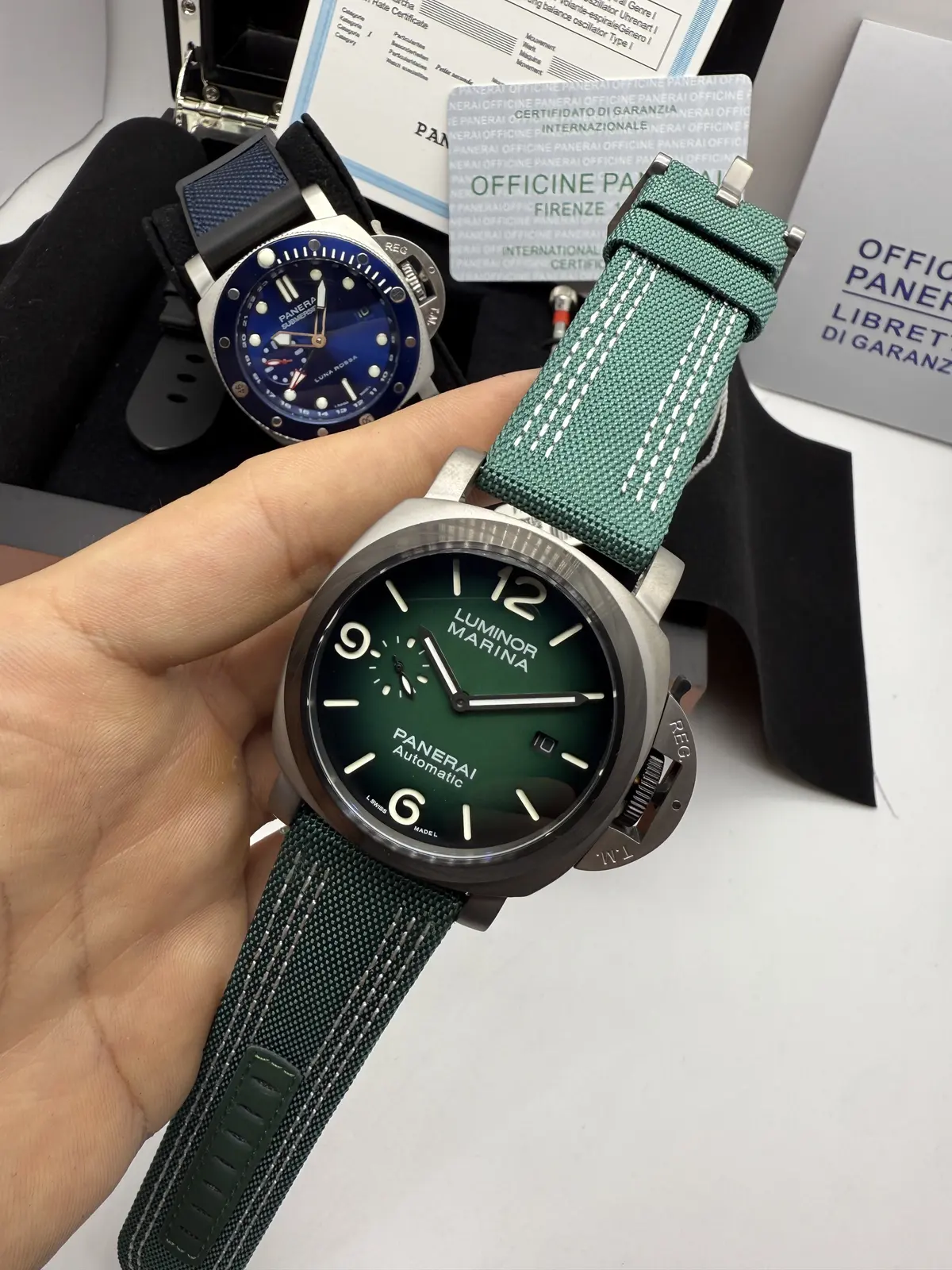 Panerai Luminor Marina Dial Verde Pulseira Verde