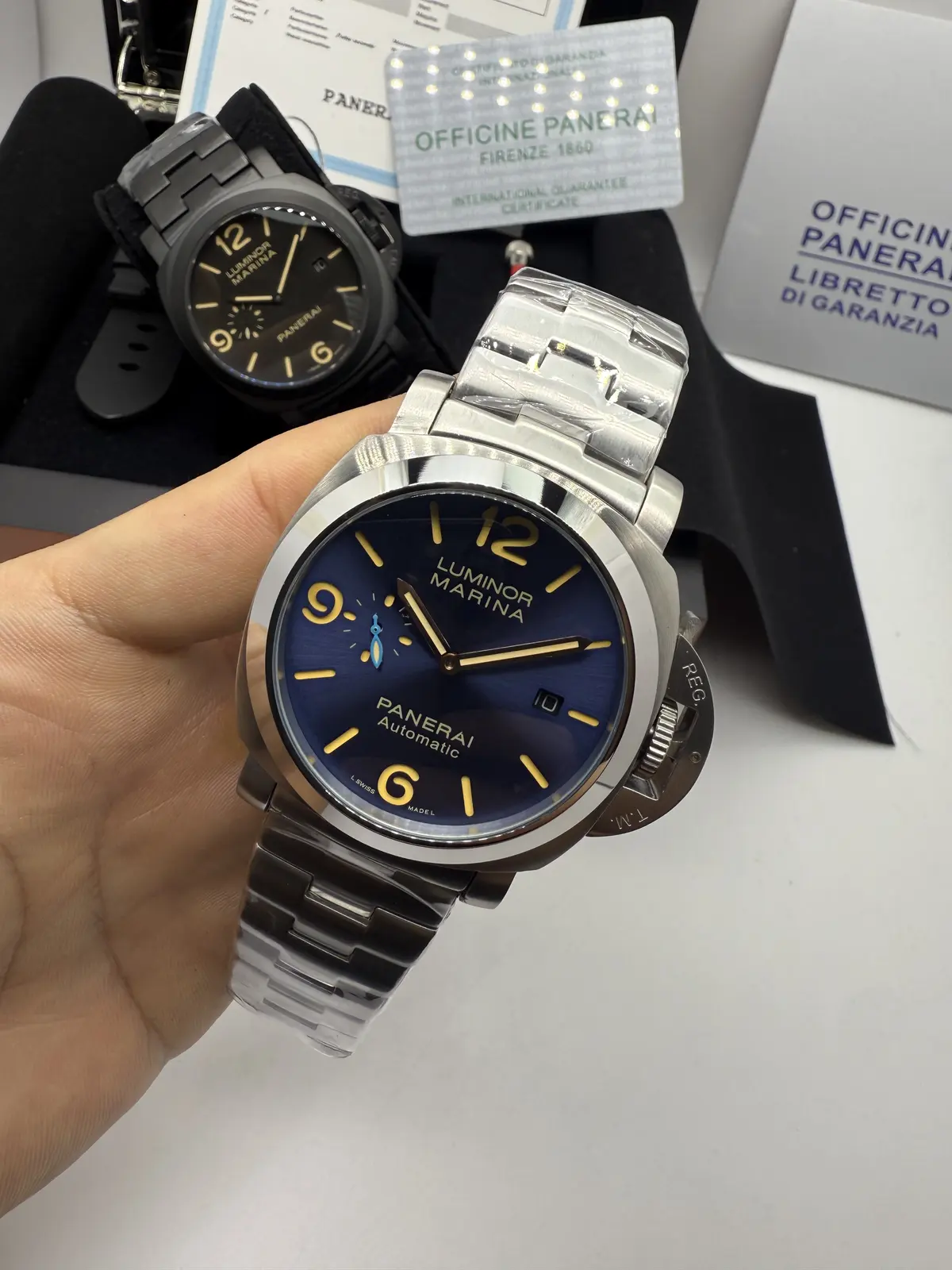 Panerai Luminor Marina Prata Dial Azul