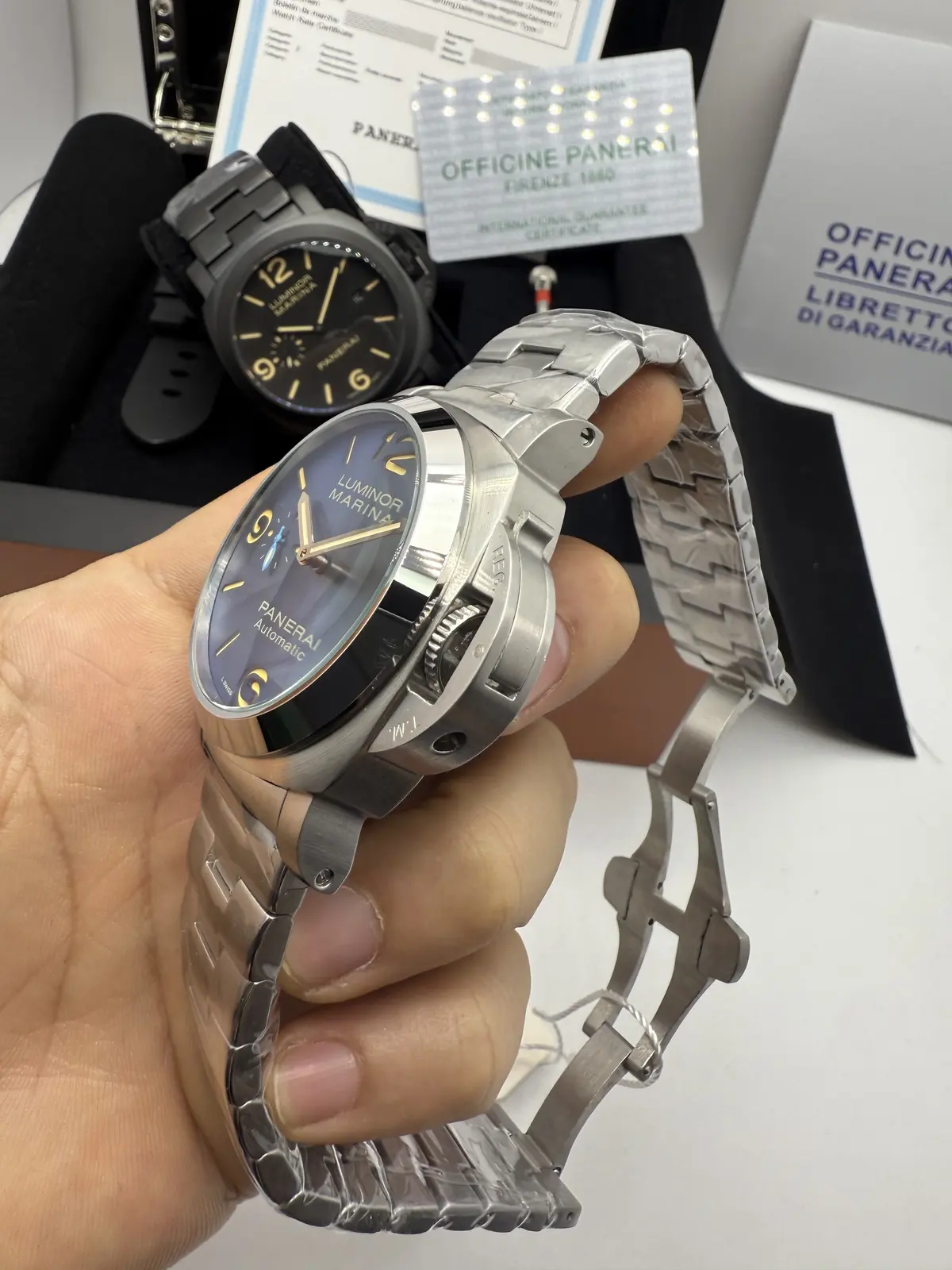 Panerai Luminor Marina Prata Dial Azul