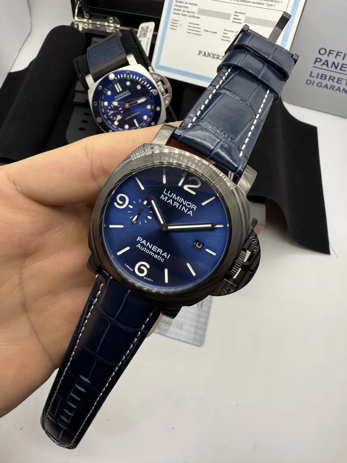 Panerai Luminor Marina Preto Dial Azul