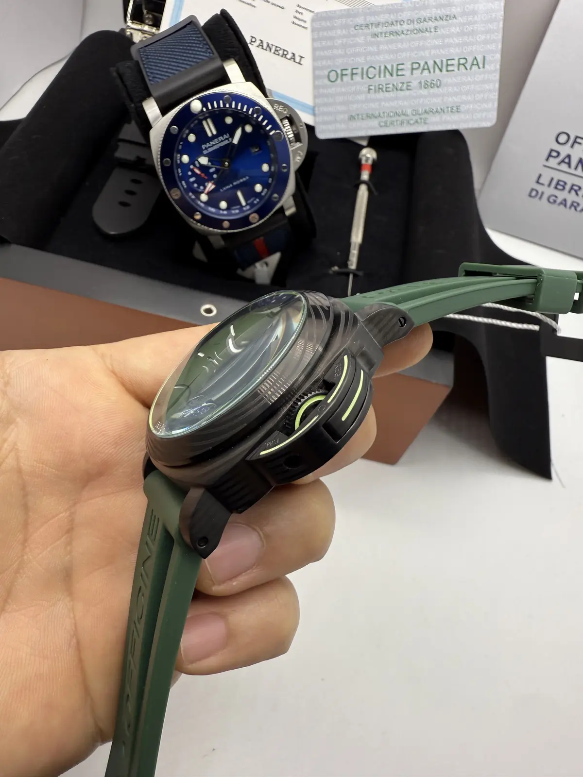 Panerai Luminor Marina Preto Dial Preto Pulseira Vermelha