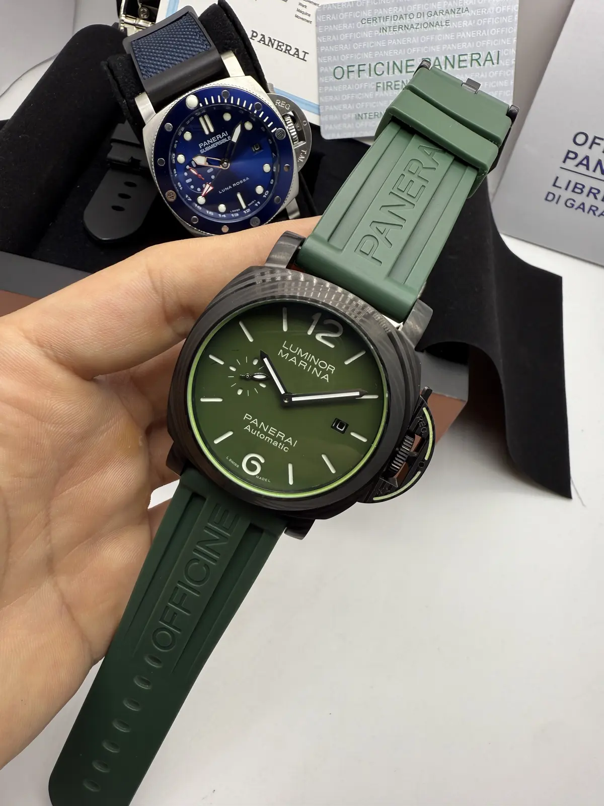 Panerai Luminor Marina Preto Dial Preto Pulseira Vermelha