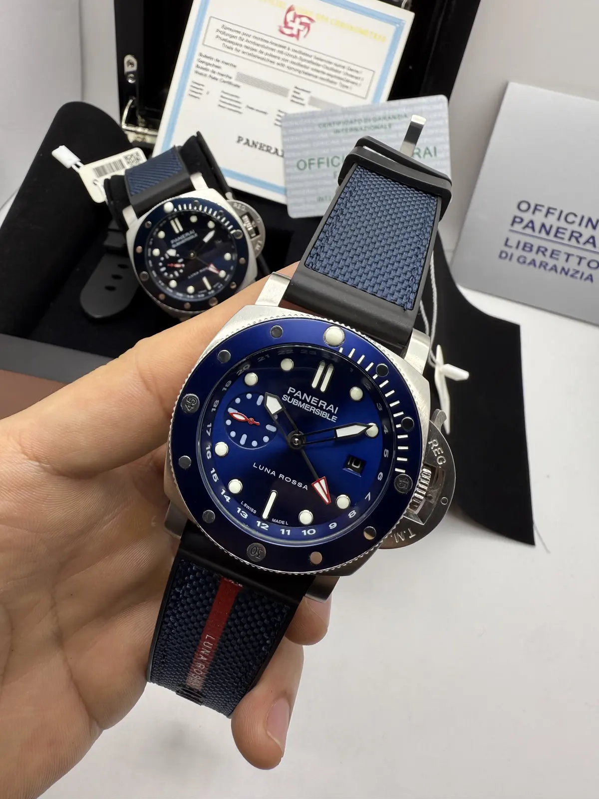 Panerai Submersible Dial Azul Bezel Azul