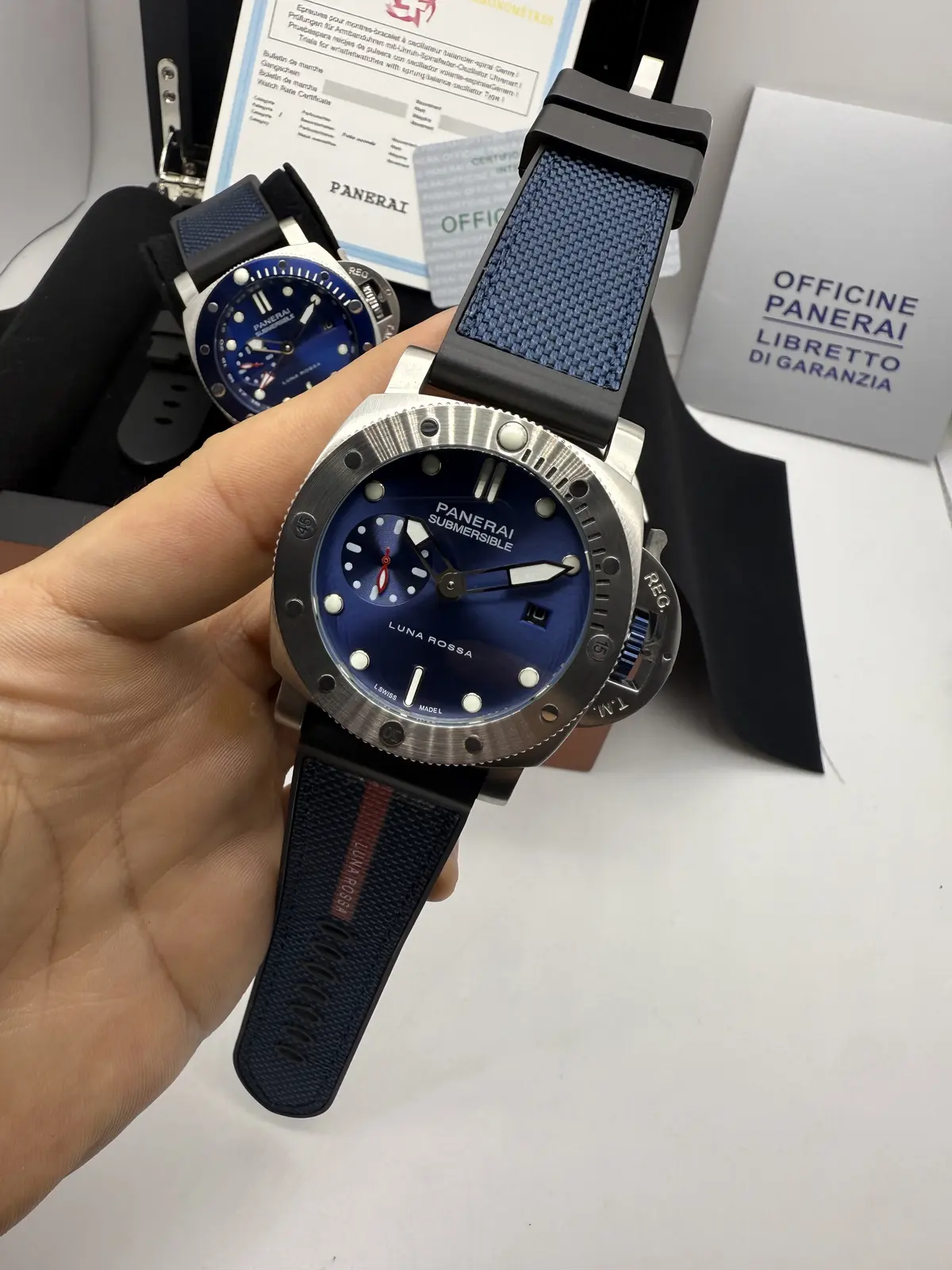 Panerai Submersible Dial Azul Pulseira Azul