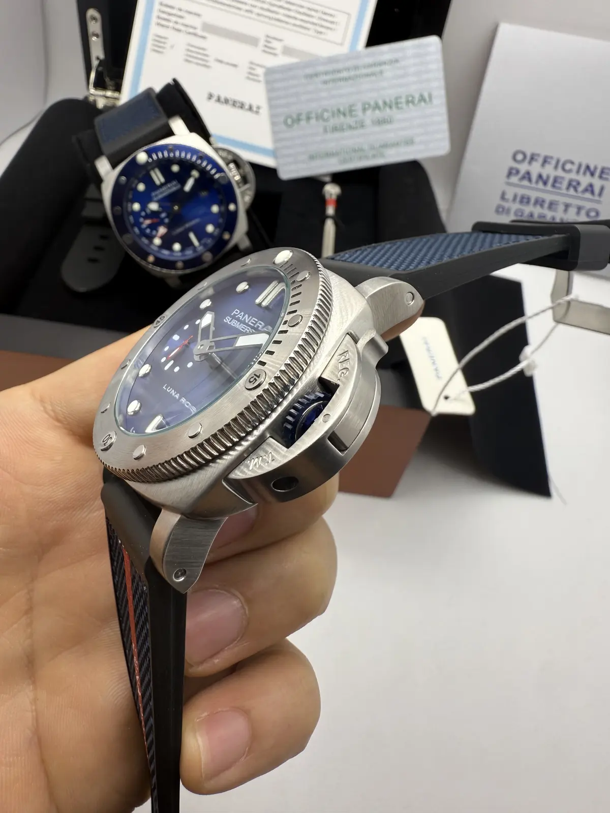 Panerai Submersible Dial Azul Pulseira Azul