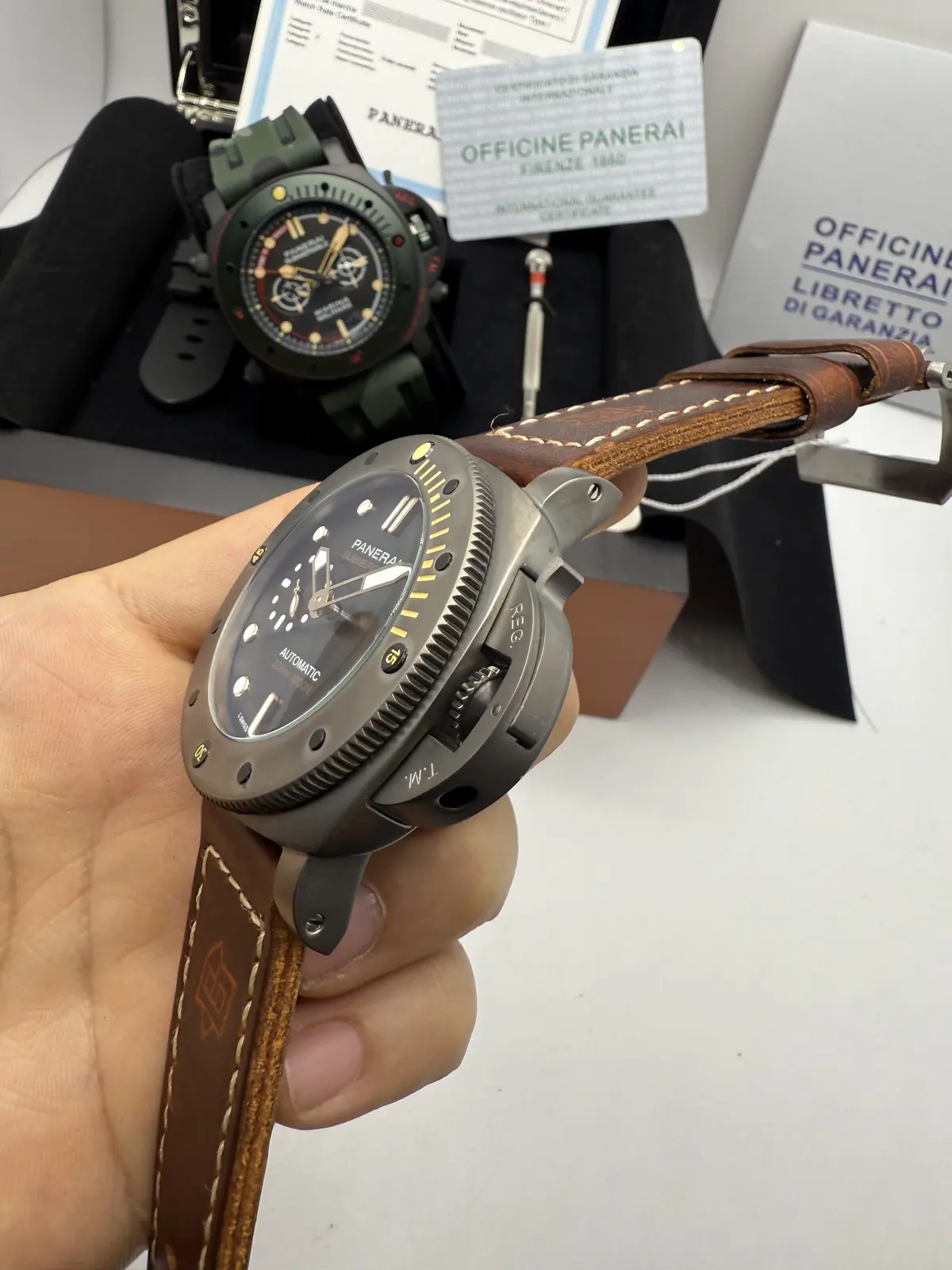 Panerai Submersible Grafite Pulseira Couro