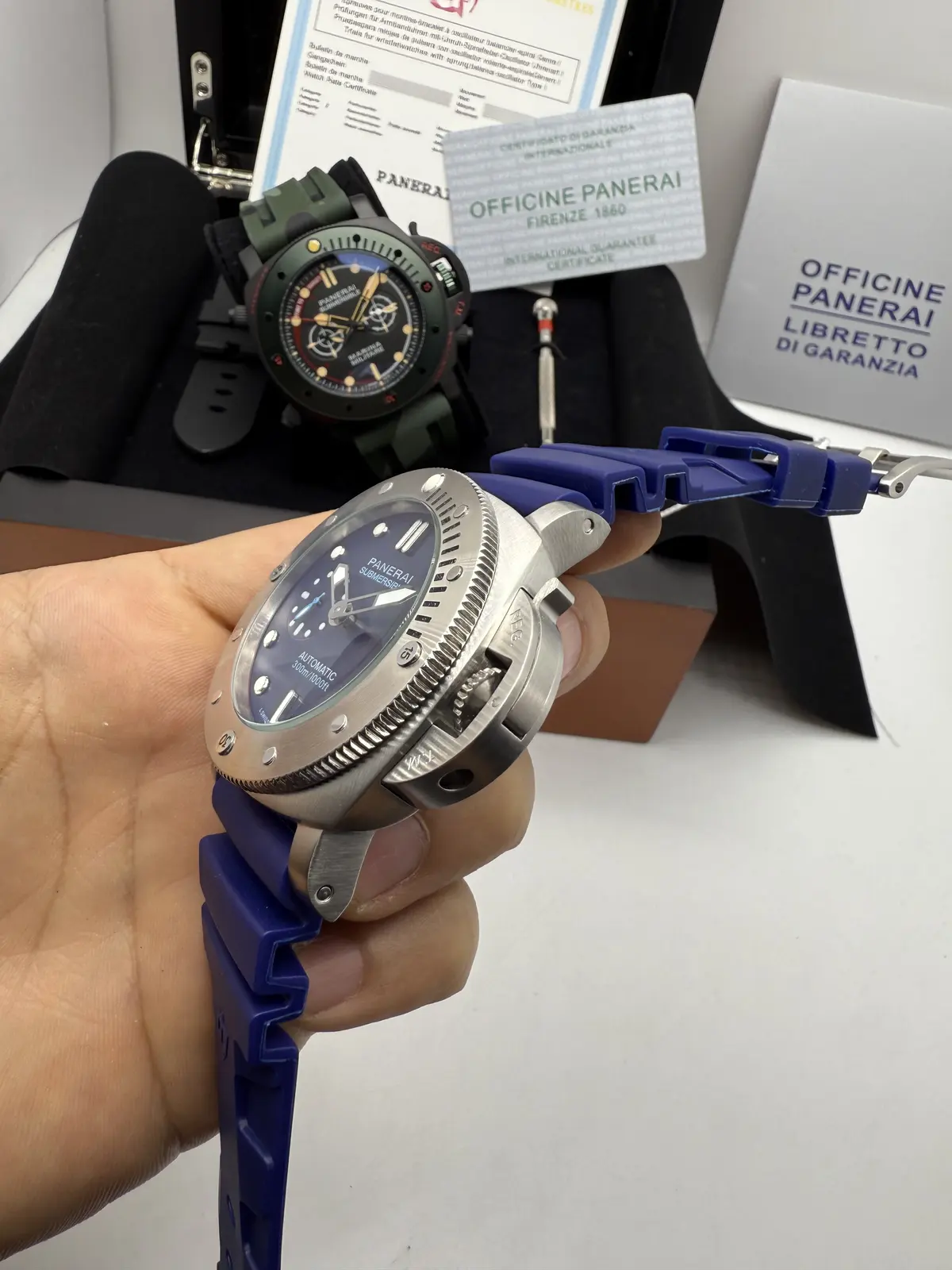 Panerai Submersible Prata Dial Azul