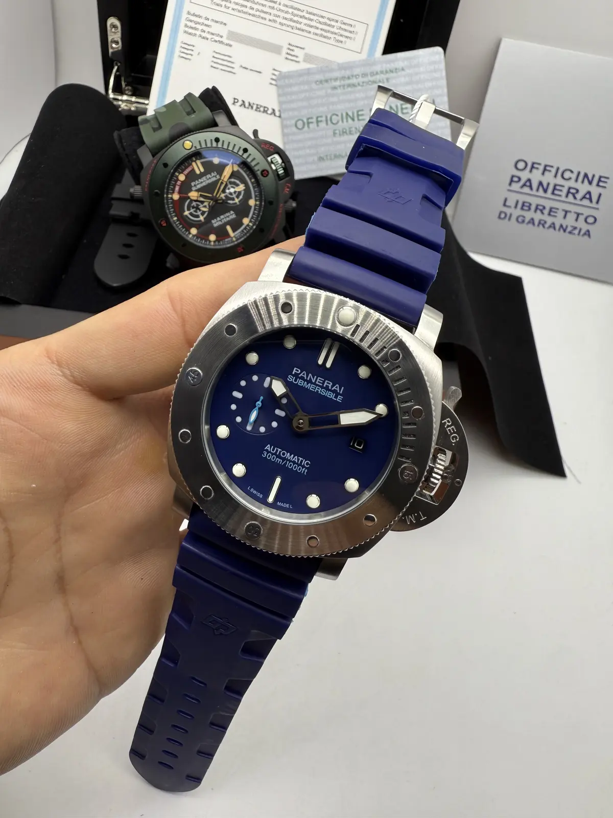 Panerai Submersible Prata Dial Azul