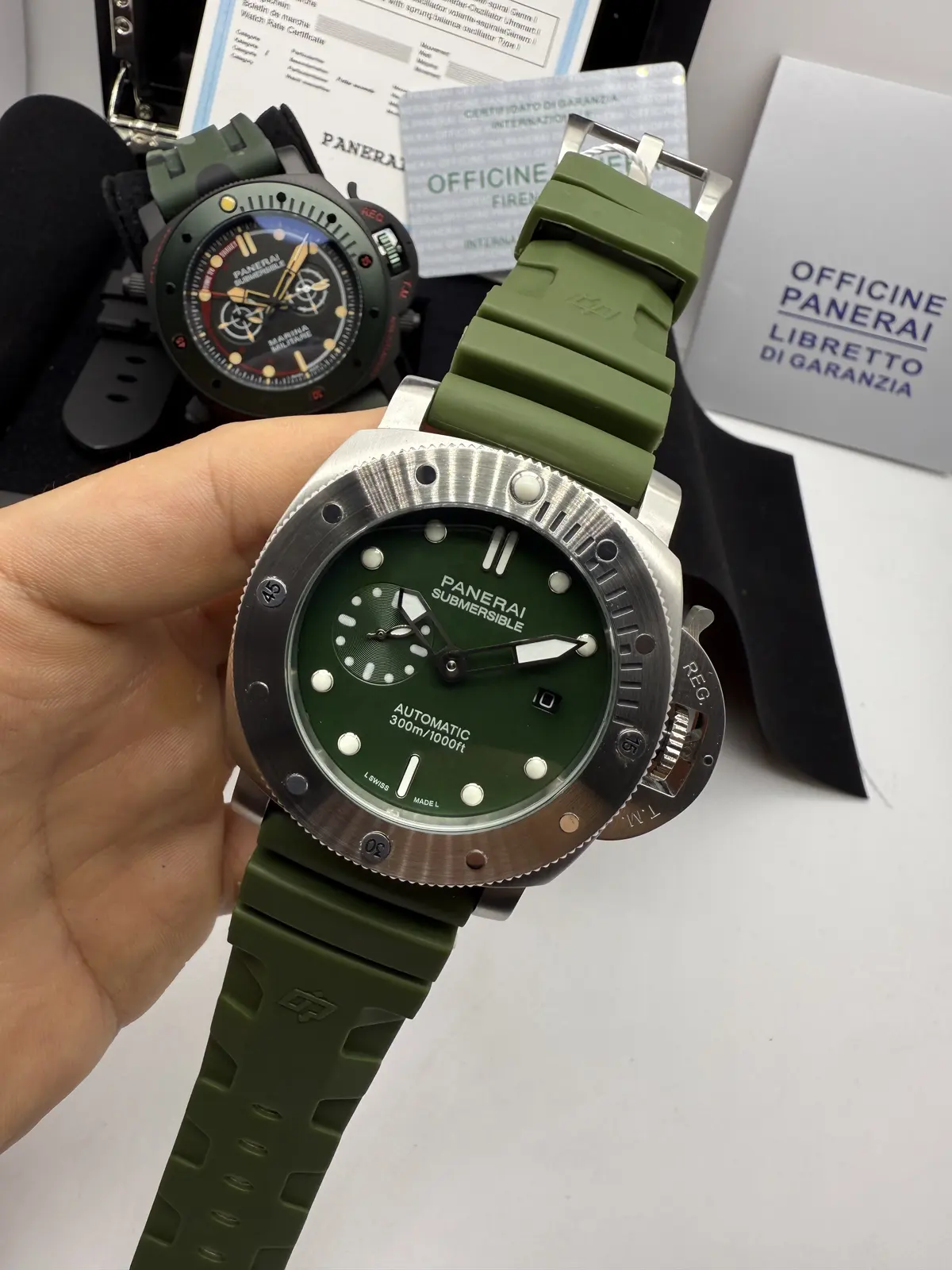 Panerai Submersible Prata Dial Verde